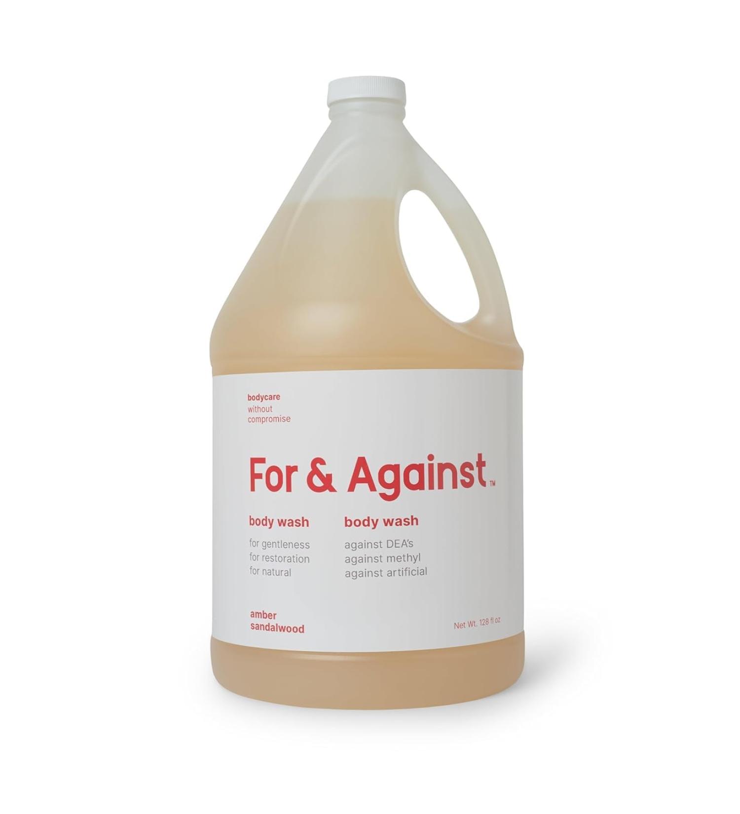 For & Against All Natural Bulk Body Wash Gallon | Body Wash Gallon Refill With Plant Based Ingredients | Single Gallon (Hinoki & Bergamo)