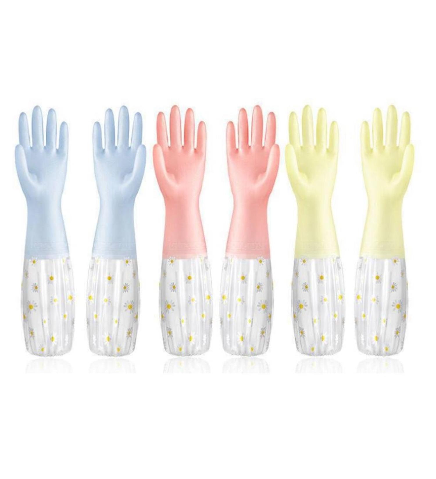Knadgbft 3 Pairs Dishwashing Cleaning Gloves Non- Laundry Kitchen Gardening Household Gloves Durable 50CM - Buy Online on GoSupps.com
