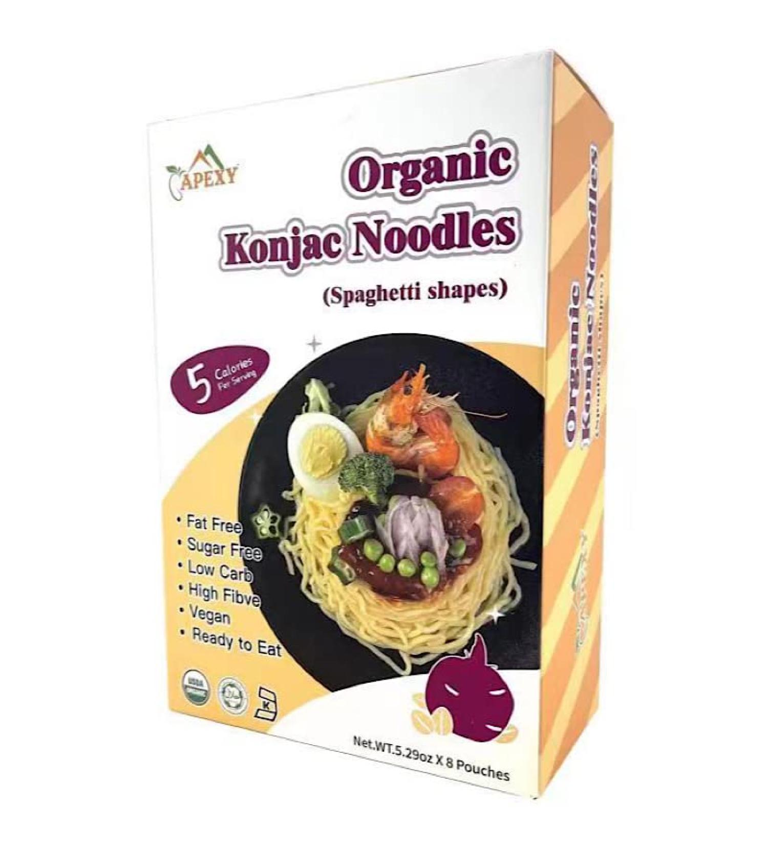 Apexy Organic Shirataki Konjac Noodle Spaghetti 53.6oz - 8 Pouches, Healthy Low Calorie, Low-Carb, Gluten-Free, Vegan, Keto & Paleo-Friendly Pasta - Buy Online on GoSupps.com