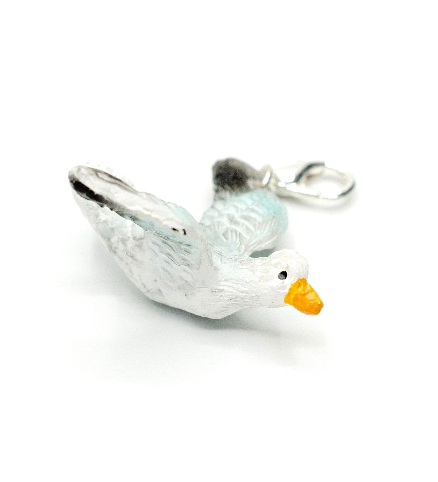 Handmade Miniblings Seagull Charm Zipper Puller - Silver-Plated Bird Jewelry for Summer Vacations | Unique Bracelet Trailer & Beggar Pendant - Buy Online on GoSupps.com
