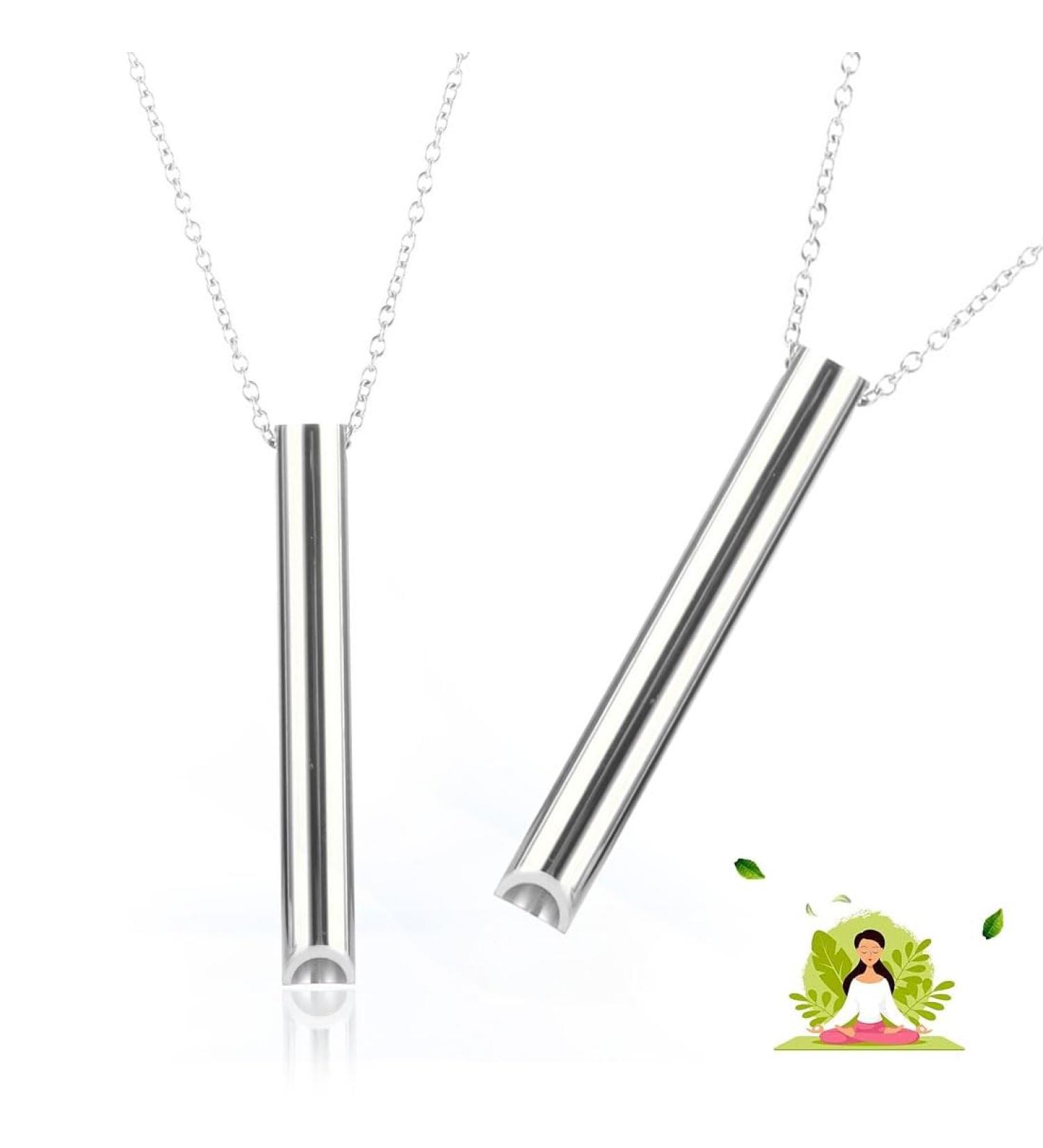 CPsyte Breathing Necklace - Stress Relief & Mindful Meditation Device | 2 PCs Silver Calming Call Chain for Relaxation - Buy Online on GoSupps.com