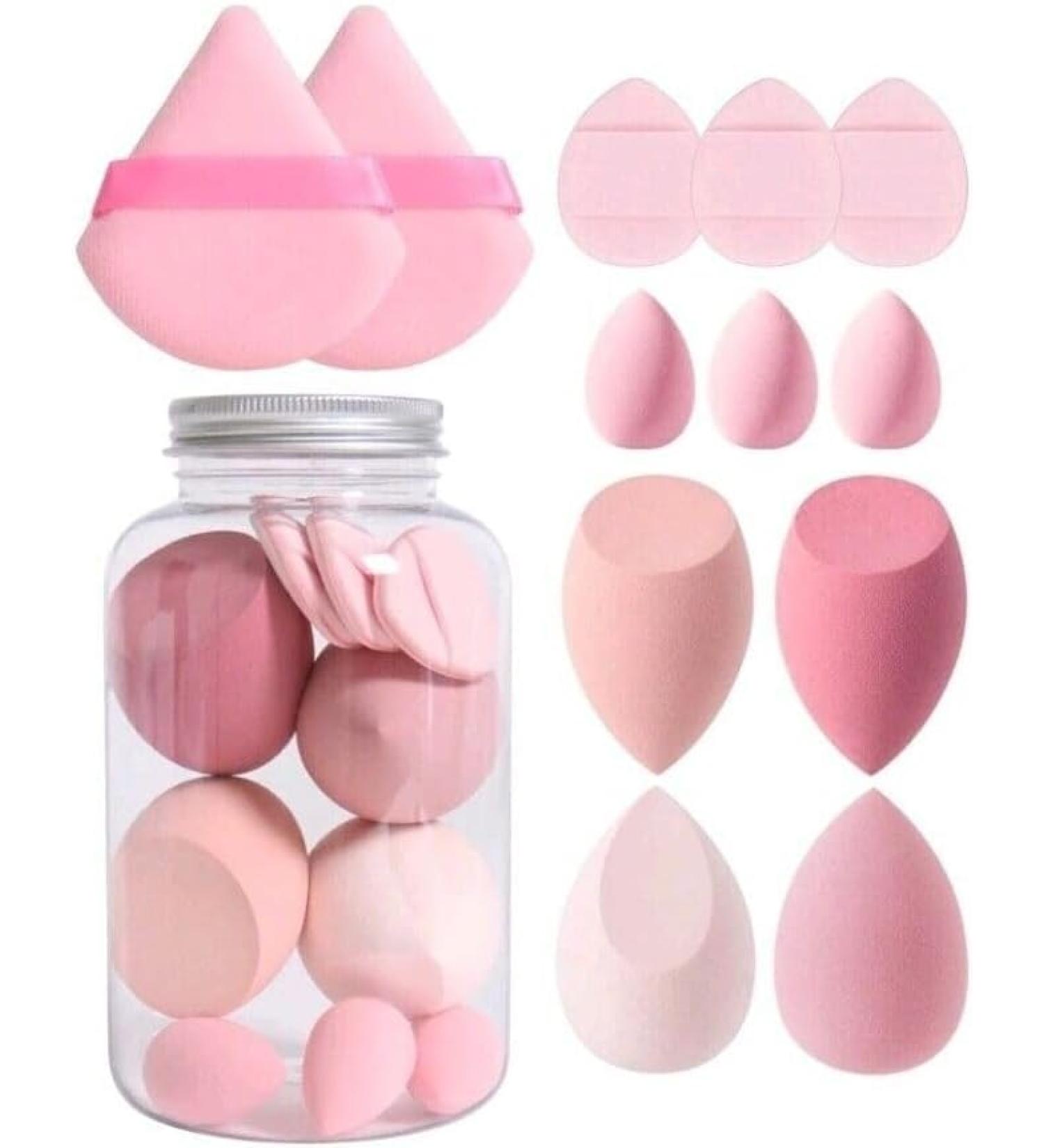 Beauty Blender Foundation Sponges Set - 12 Pack of Pink Makeup Blending Sponges & Powder Puffs for Flawless Foundation & Concealer Application - Buy Online on GoSupps.com