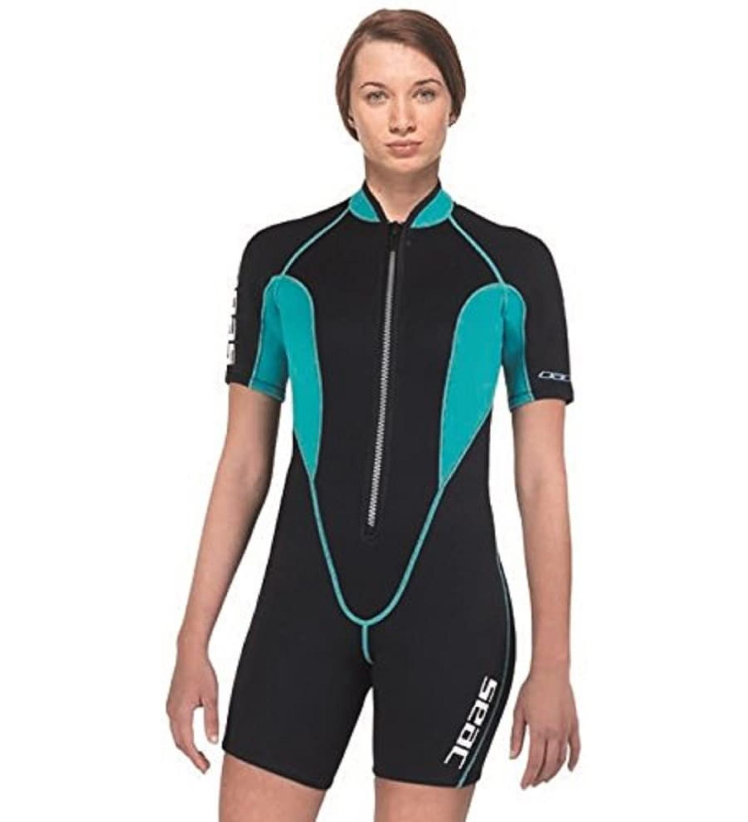 SEAC Ciao 2.5mm Neoprene Short Wetsuit for Women - XX-Large, Black/Blue - Buy Online on GoSupps.com