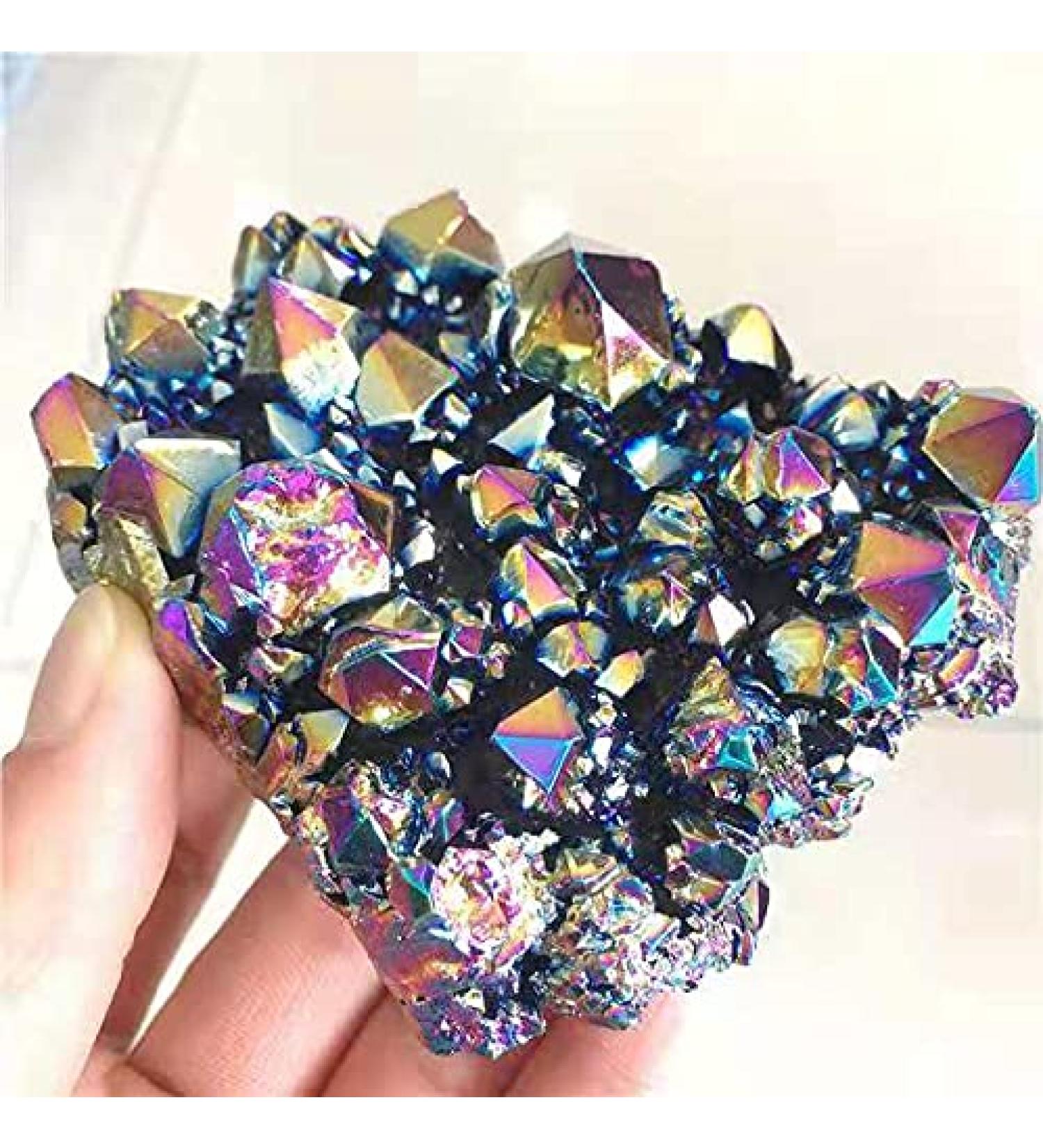 Natural raw Aura Crystal Cluster Colorful Electroplate 150-200g for Home Decoration - Buy Online on GoSupps.com