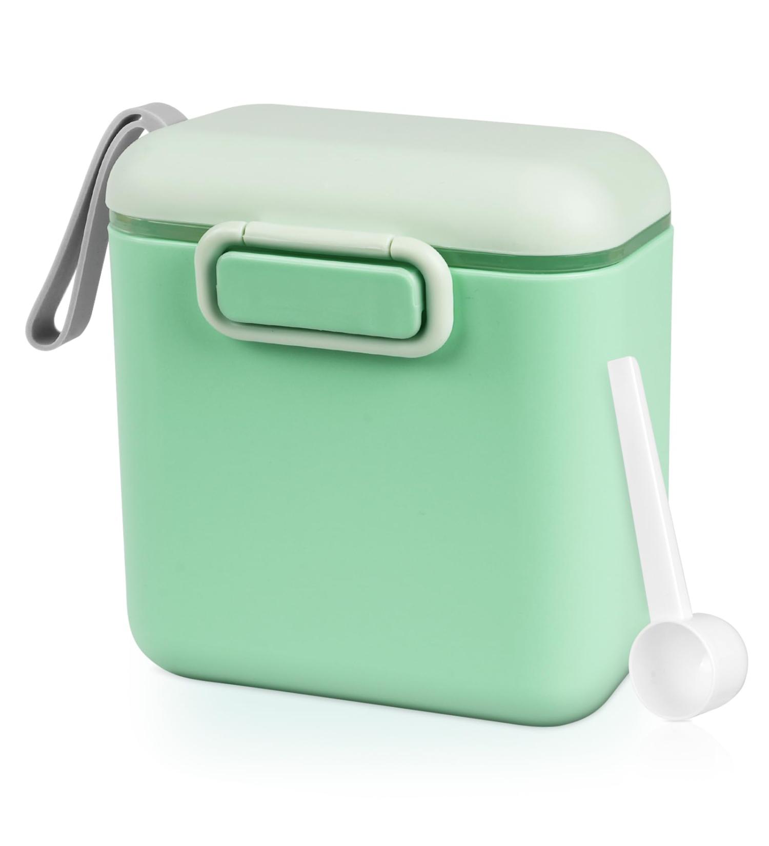 Aolso Baby Milk Powder Dispenser 800ml - Green | Formula Dispenser with Sealed Cover and Spoon | Travel Milk Powder Storage Container - Buy Online on GoSupps.com
