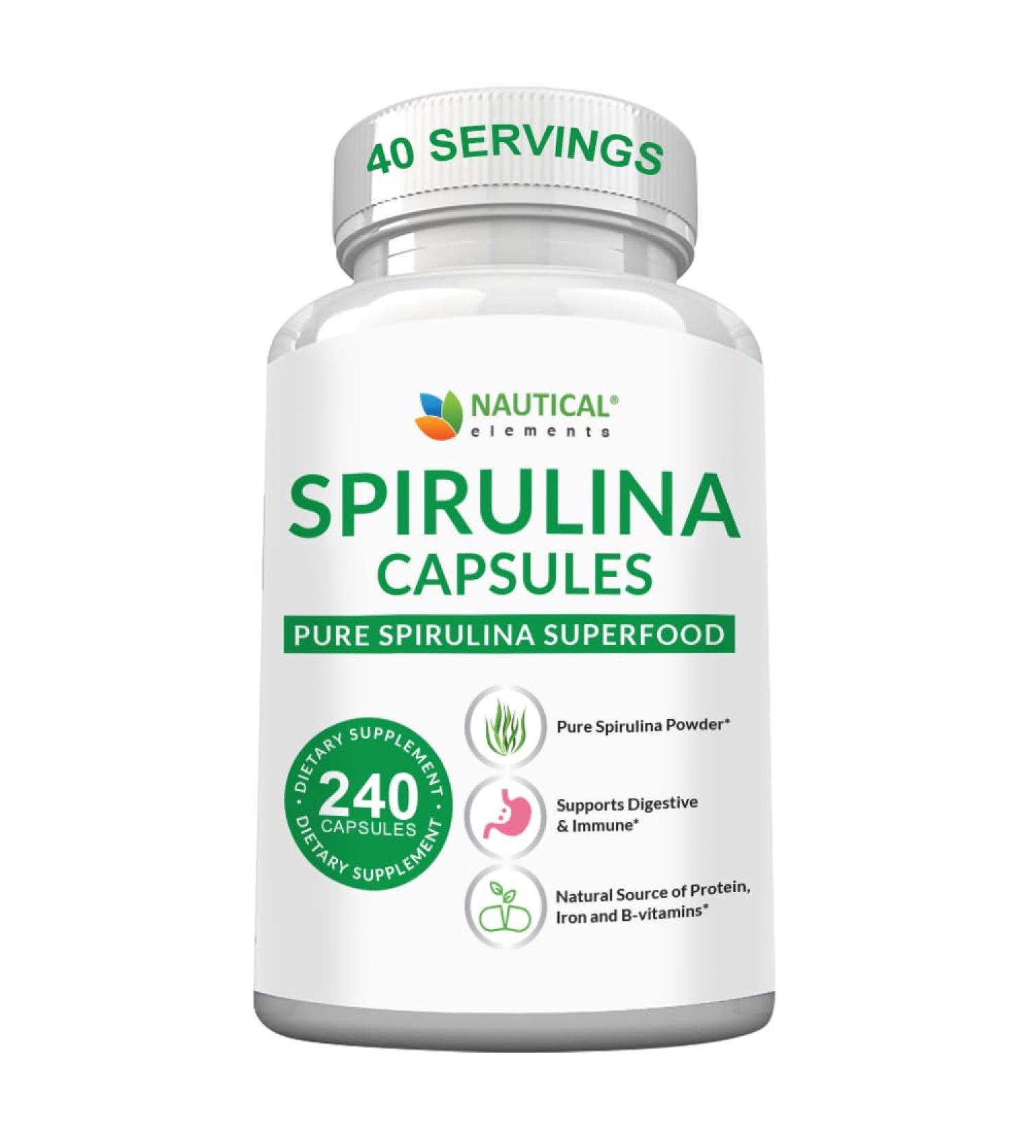 Spirulina Capsules 3000mg - 40 Servings Of Organic Spirulina Capsules - Rich in Protein Antioxidants & Vitamins - 240 Organic Espirulina Powder - Supports Immune & Cardiovascular Health 240 Count (Pack of 1) - Buy Online on GoSupps.com