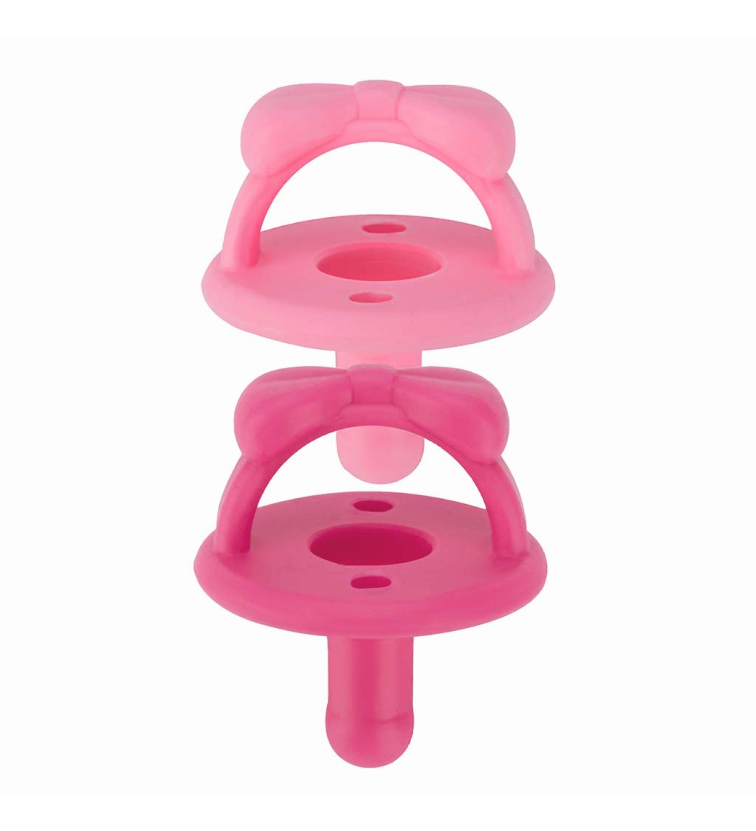 Itzy Ritzy Sweetie Soother Silicone Pacifiers 0+ Months - Cotton Candy & Watermelon Bow (2 Pack) - Buy Online on GoSupps.com