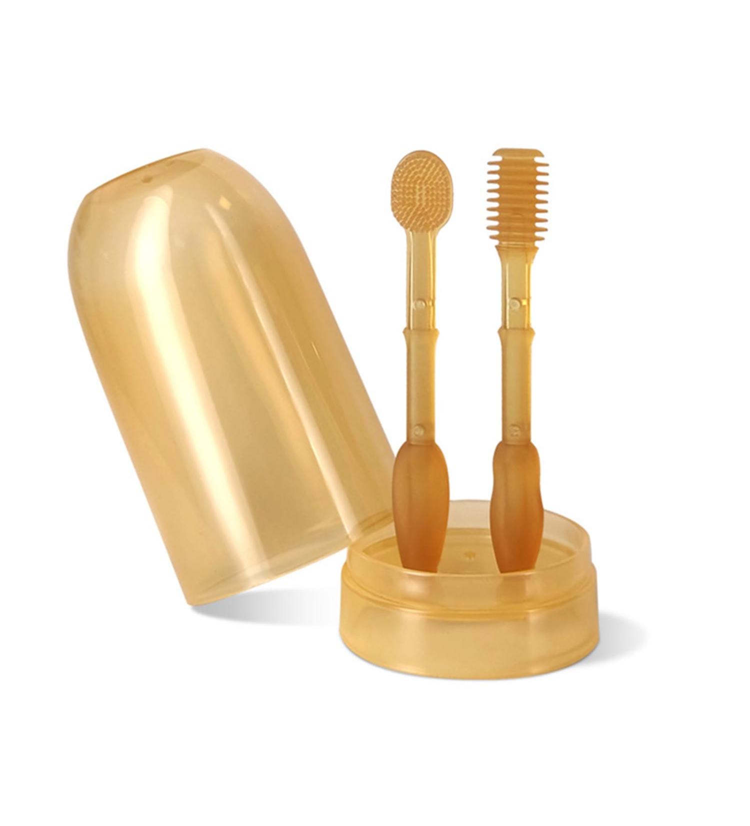Saddgo Baby Toothbrush - Food-Safe Silicone for 0-18 Months | Dental Care & Tongue Brush Set (2 Pieces) - Buy Online on GoSupps.com