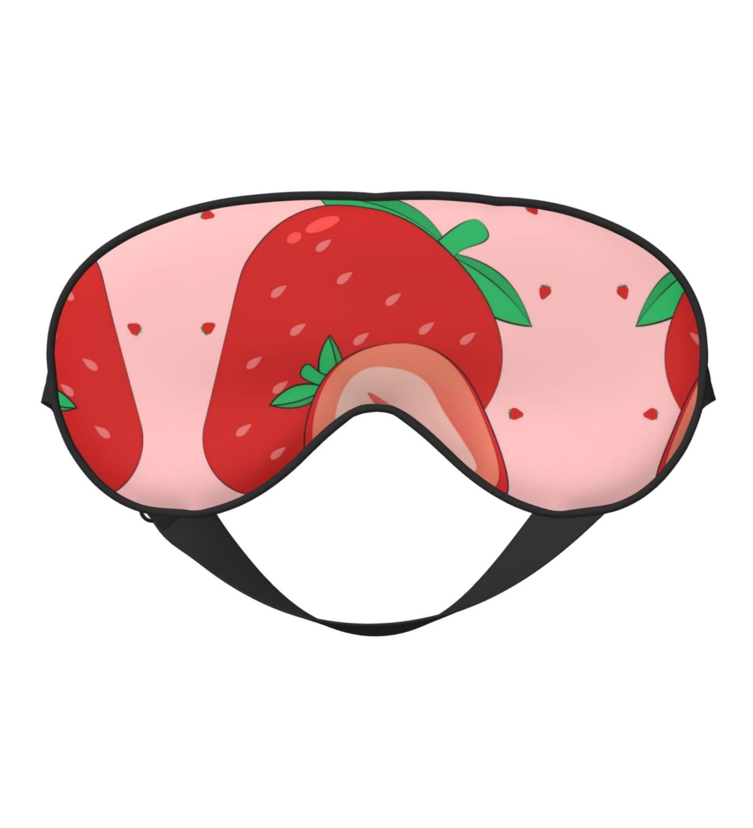 Cartoon Strawberry Eye Mask - Soft Adjustable Sleeping Mask for Men & Women | Comfortable Nighttime Relaxation - Buy Online on GoSupps.com
