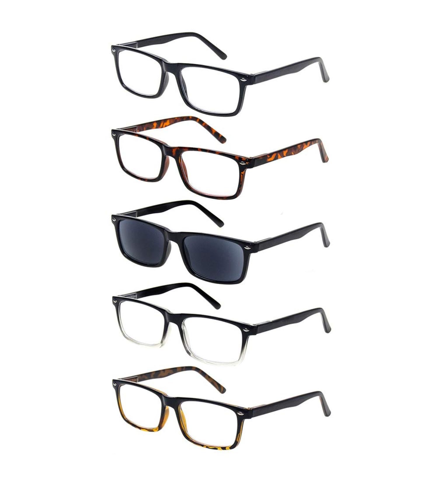 Reading Glasses Set of 5 Mix Quality Readers for Men and Women - Spring Hinge, Includes Sun Readers - 4.0x Magnification - Buy Online on GoSupps.com