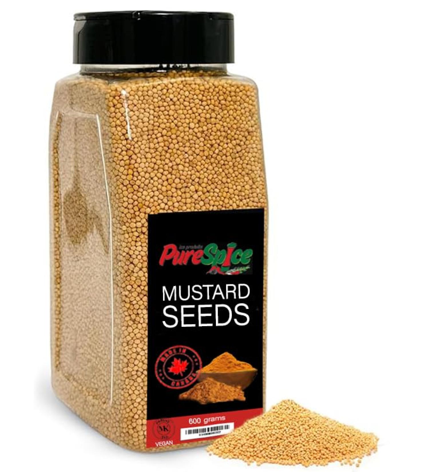PureSpice Whole Yellow Mustard Seeds 600 Grams | Restaurant Grade Vegan Kosher Powder Seasoning | Premium Flavor for Cooking Meat Steak Rub and Sauce - Buy Online on GoSupps.com