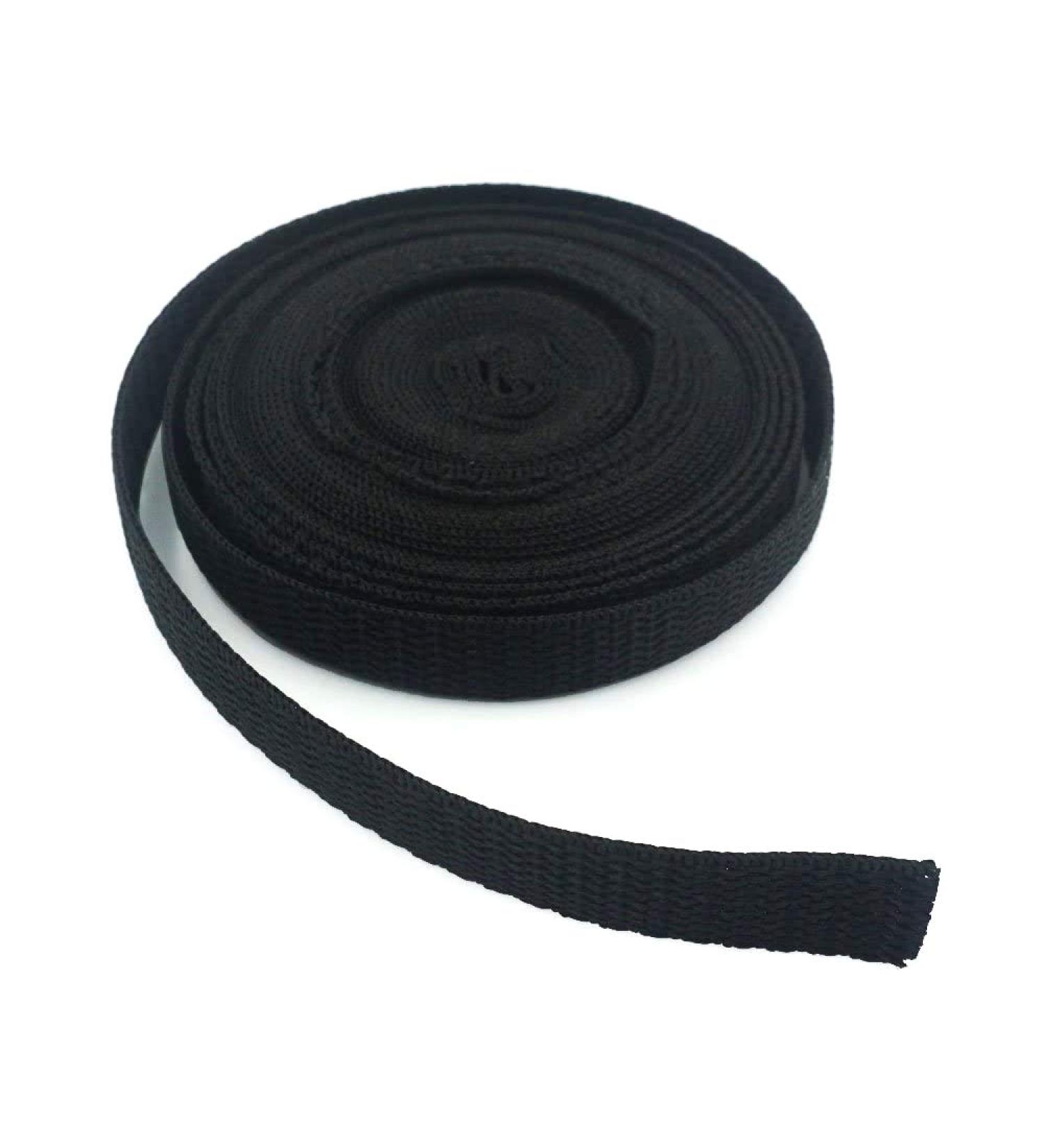 Bluemoona Polypropylene Webbing Belt Strap Buckle Strapping Black 12MM 1/2"
