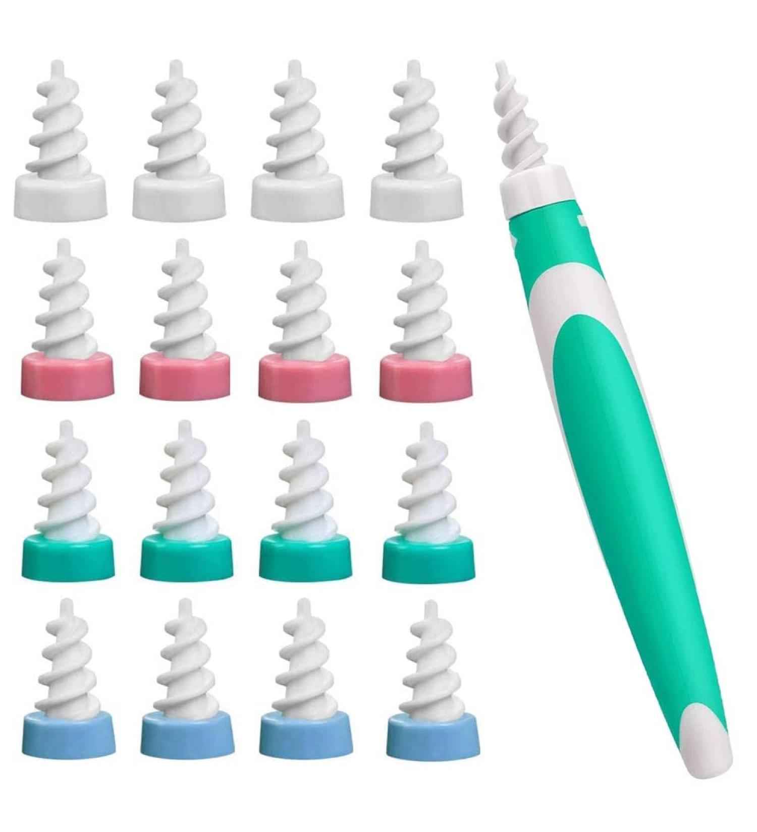 QGrips Earwax Removal Tool - Safe Spiral Silicone Earwax Remover with 16 Replacement Heads for Adults & Kids - Buy Online on GoSupps.com