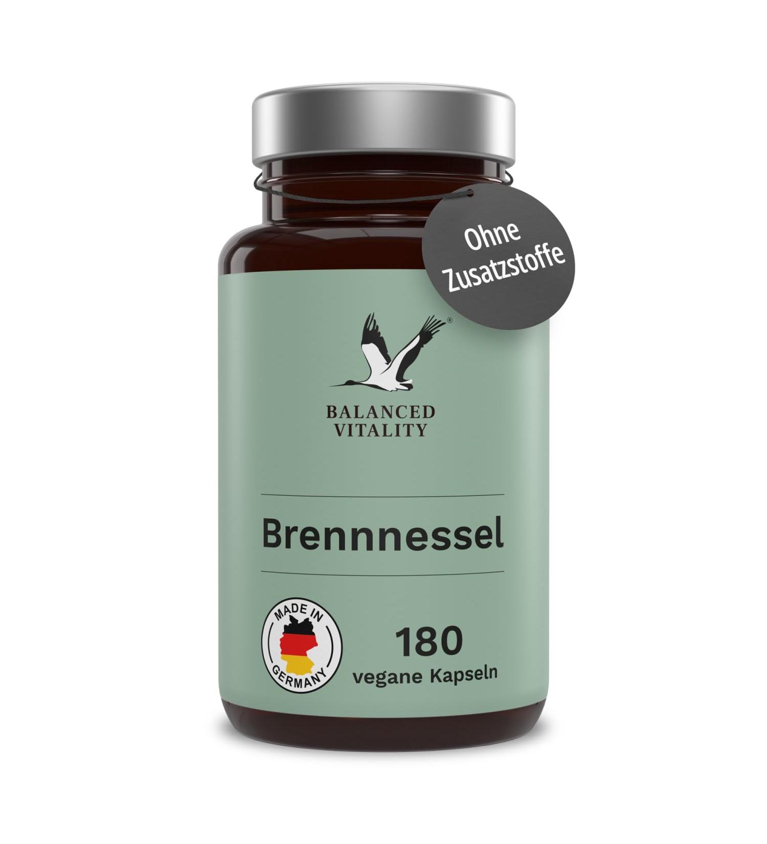 Buy 20:1 Real Nettle Extract Capsules - 900mg High Dose - 180 Vegan Capsules - No Additives - Laboratory Tested - Made in Germany | Balanced Vitality - Buy Online on GoSupps.com