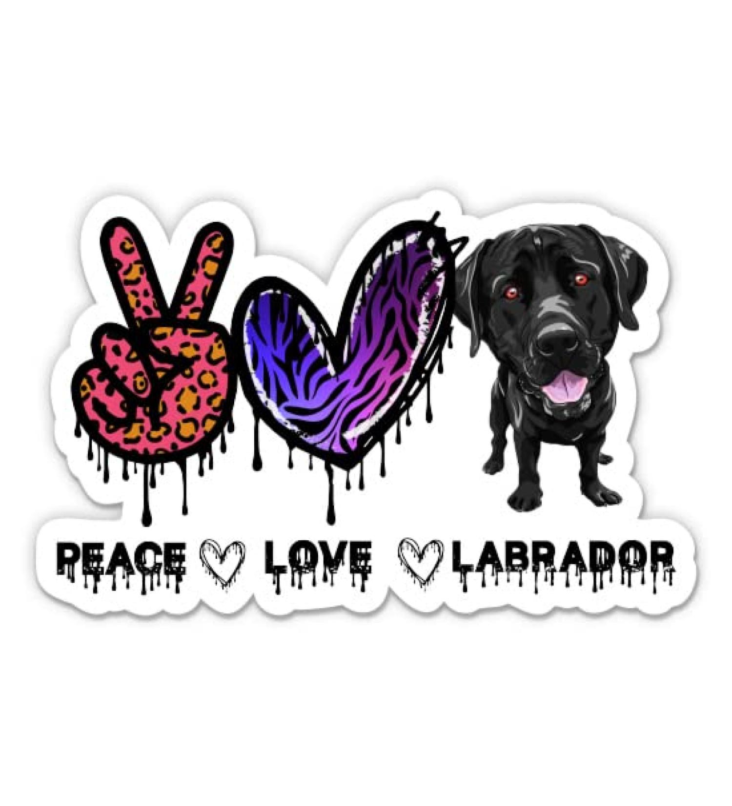 Peace Love Labrador Stickers - 2 Pack of 3" Stickers - Waterproof Vinyl for Car Phone Water Bottle Laptop - Black Lab Dog Decals (2-Pack) 3" - 2 PACK