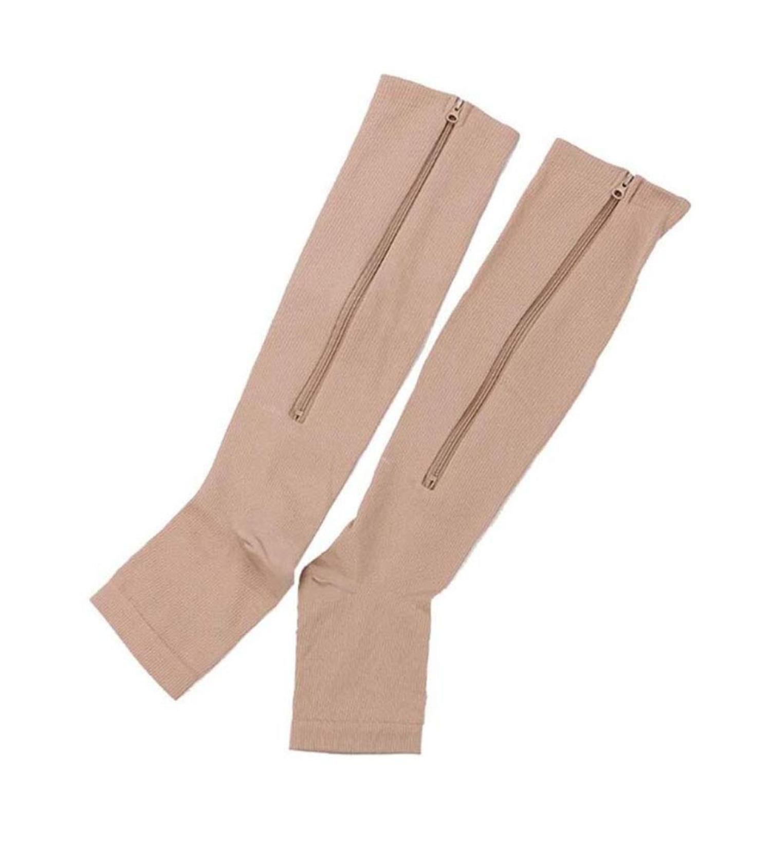 Buy JTBDWOSK Zip Compression Stockings - Unisex Knee-Length Zipper-Sox for Edema Open Toes Silver Sealing - International Shipping Available - Buy Online on GoSupps.com