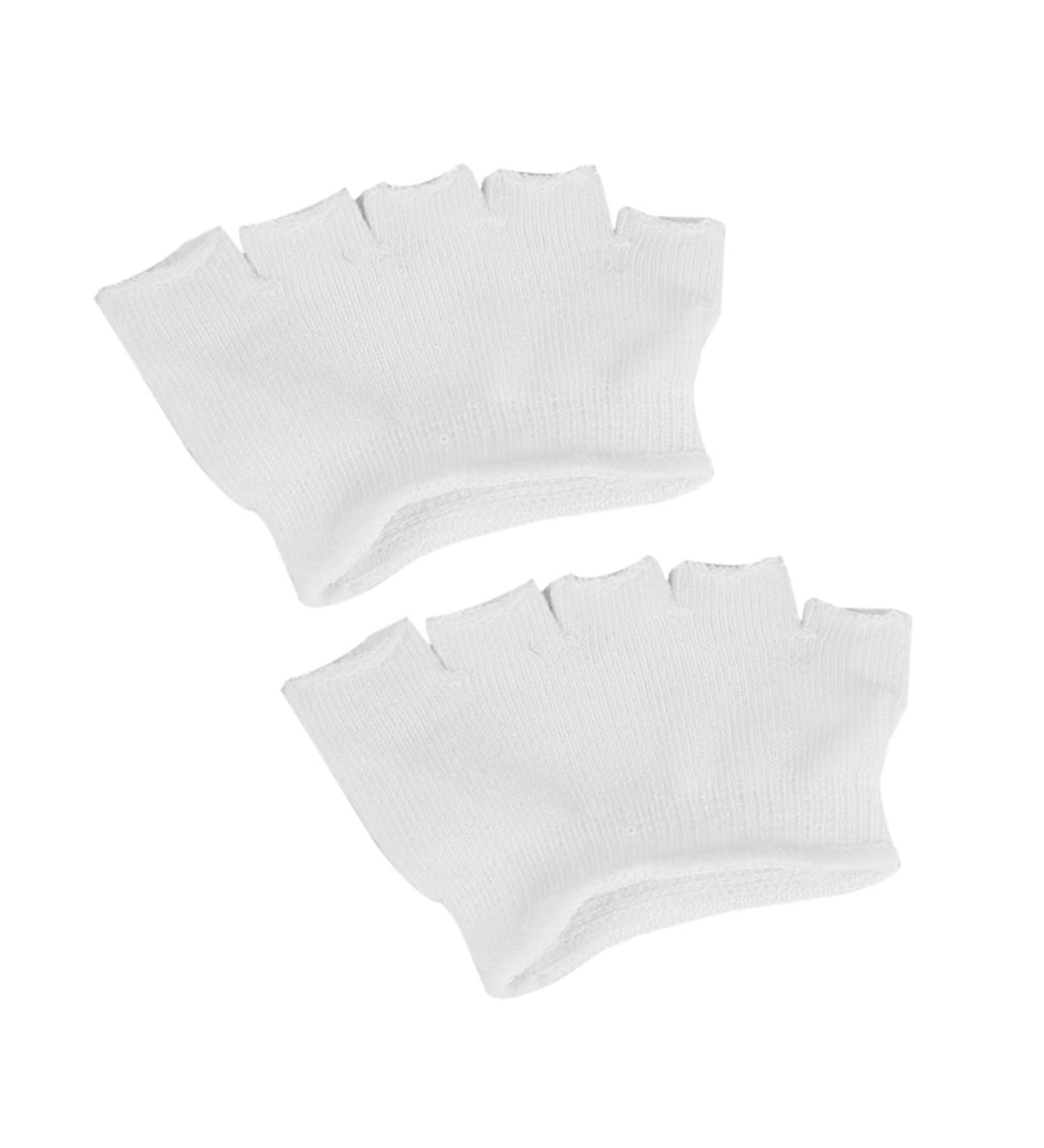 Skisuno Women's Cotton Half Socks - 4 Pairs Toe Tip Shoe Pads for Gymnastics & Sports | White Fingerless Five Toes Socks - Buy Online on GoSupps.com