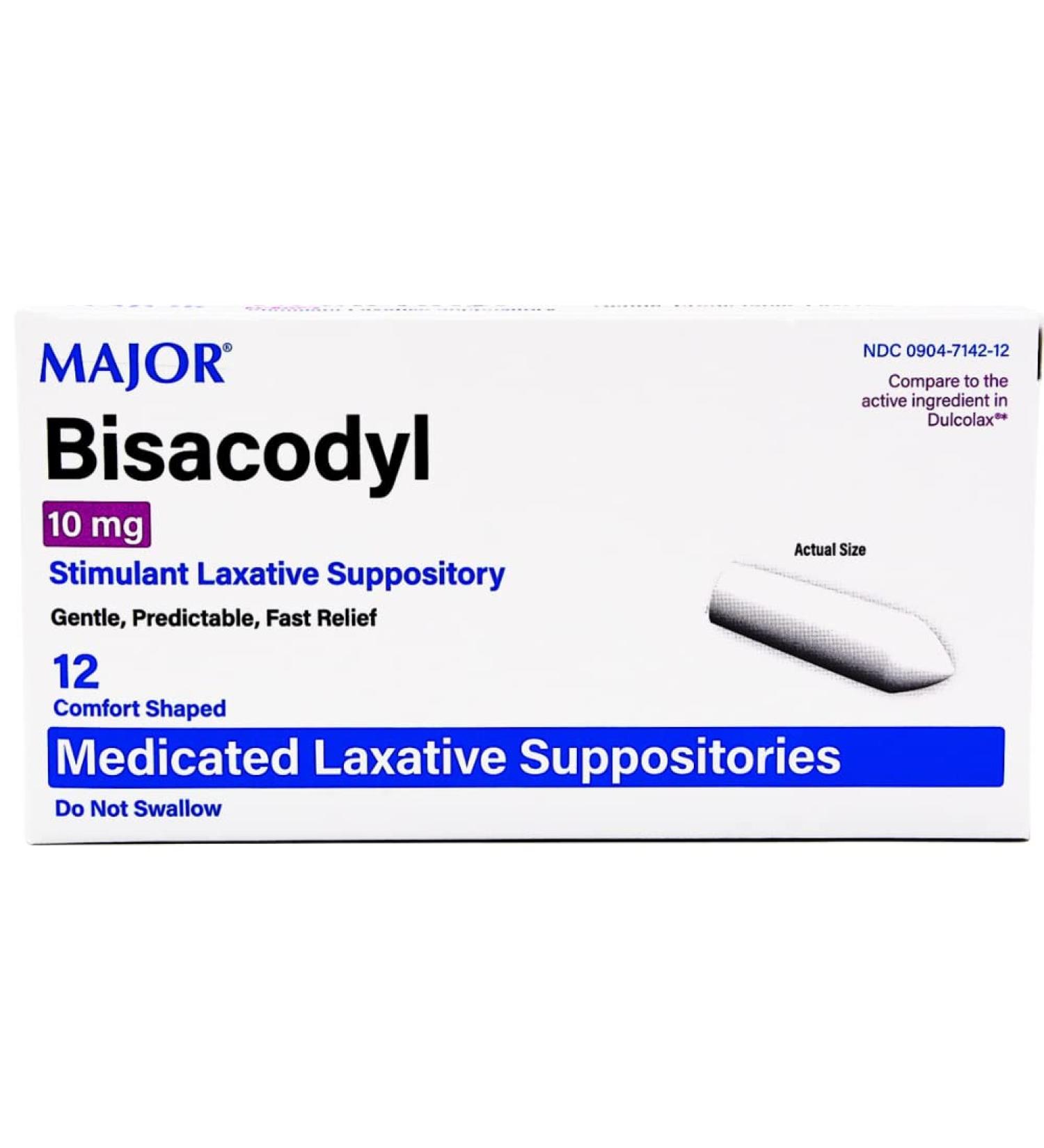 Major Bisacodyl Medicated Stimulant Laxative 10mg - 12 Suppositories - Buy Online on GoSupps.com