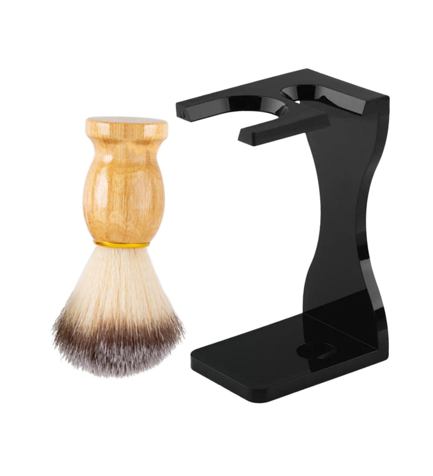 Premium Shaving Set for Men - Brush & Stand | Black Suits Acrylic | Perfect Barber Hair Removal Accessories - Buy Online on GoSupps.com