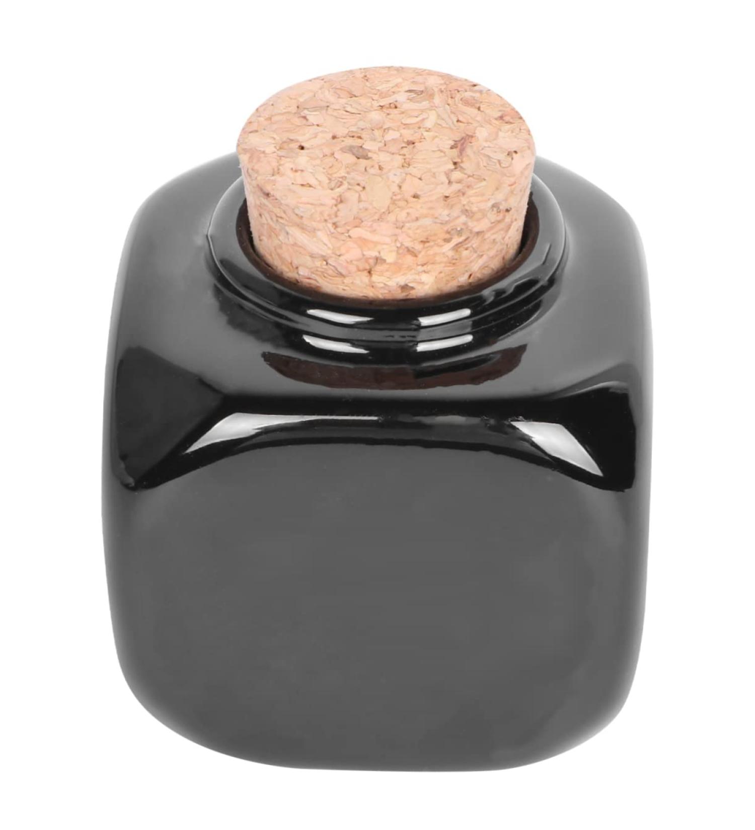 PLAFOPE Medicine Cup Liquid Powder Container Cork Jar Wooden Cap Ceramic Lid Clear Dappen Makeup Containers Art Small Travel Pill Container Practical Empty Bottle Nail Bamboo Accessories 7.50X5.50X5.50CM Black - Buy Online on GoSupps.com