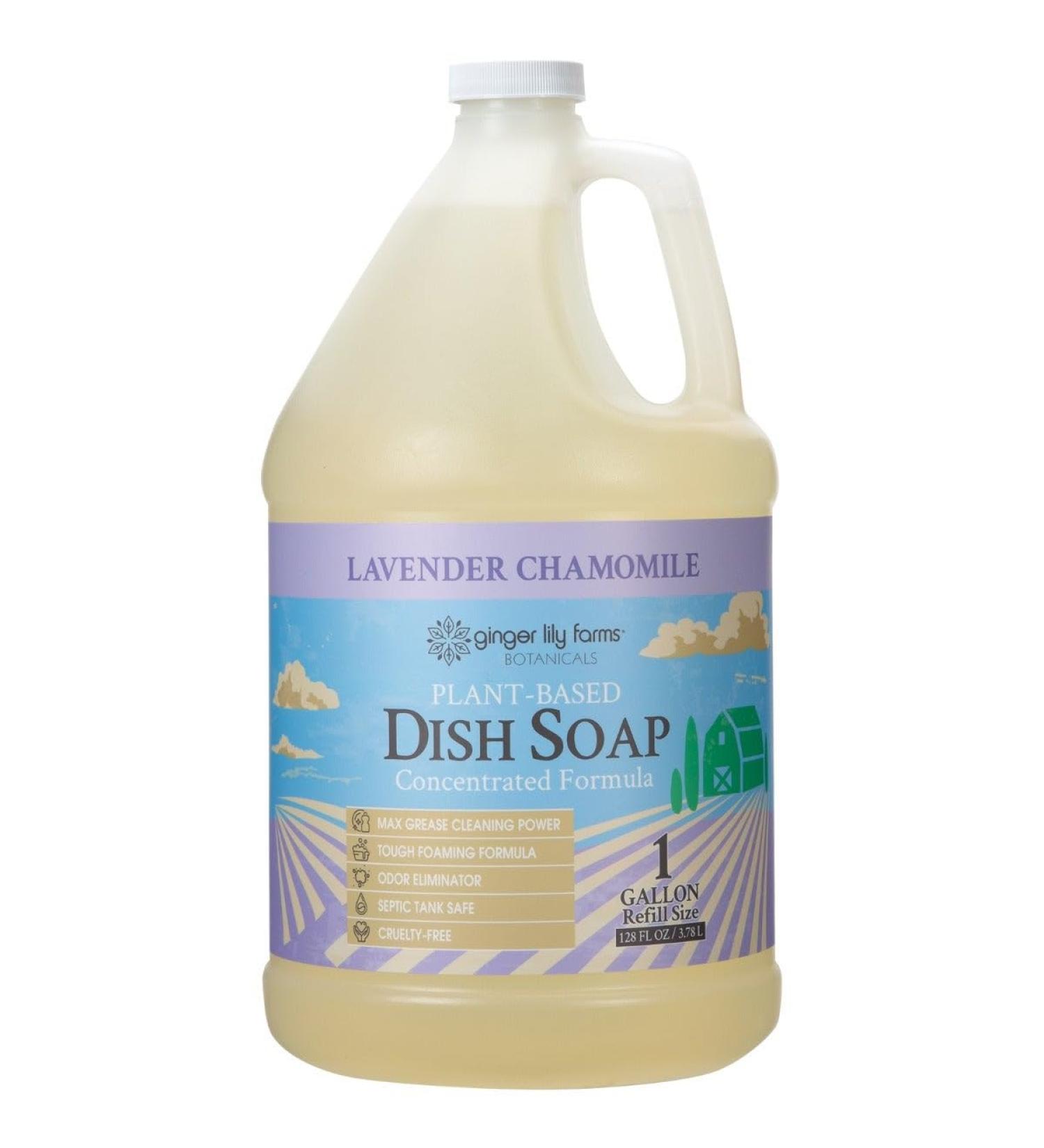 Ginger Lily Farms Botanicals Plant-Based Liquid Dish Soap | Concentrated Grease Cleaner | Cruelty-Free Lavender Chamomile Scent | 1 Gallon Refill - Buy Online on GoSupps.com