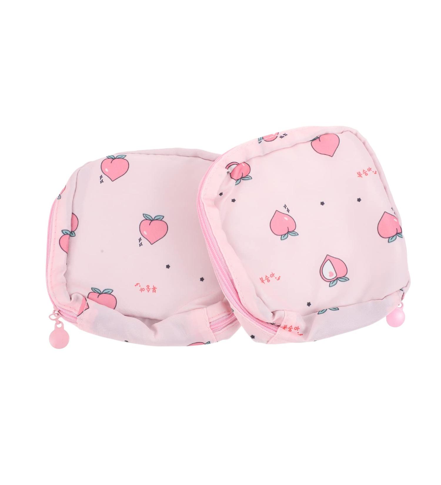 Healifty Travel Makeup Bag Organizer & 2pc Sanitary Napkin Storage Bags - Cute Cartoon Tampon Pouches for Women & Girls - Buy Online on GoSupps.com