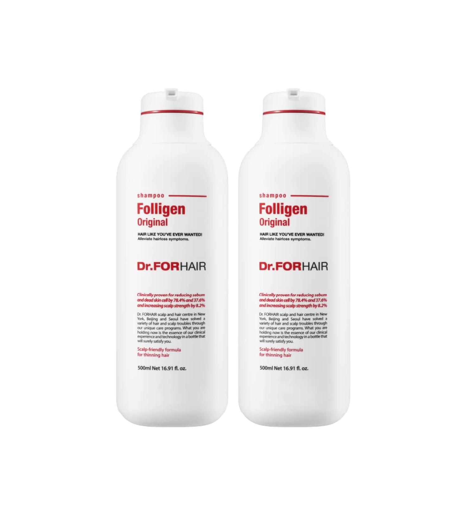 Dr.FORHAIR Folligen Original Shampoo Set of 2 - 500ml | International Shipping Available - Buy Online on GoSupps.com