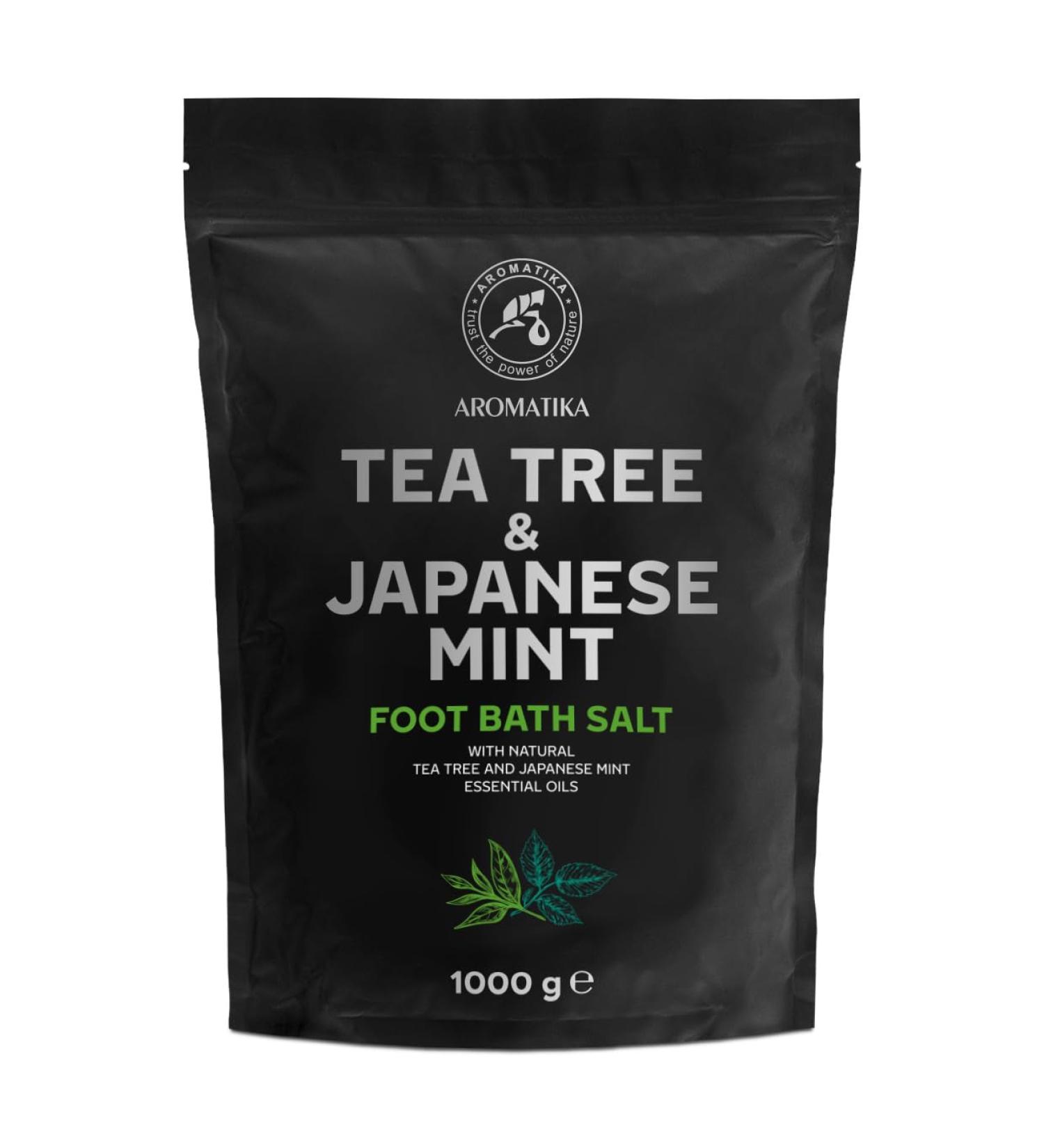 Foot Bath Salt with Sea Salt & Essential Tea Tree Oil - 1kg Pedicure Soak for Ultimate Foot Care - Natural Mint Oil Bathing Additive - Buy Online on GoSupps.com