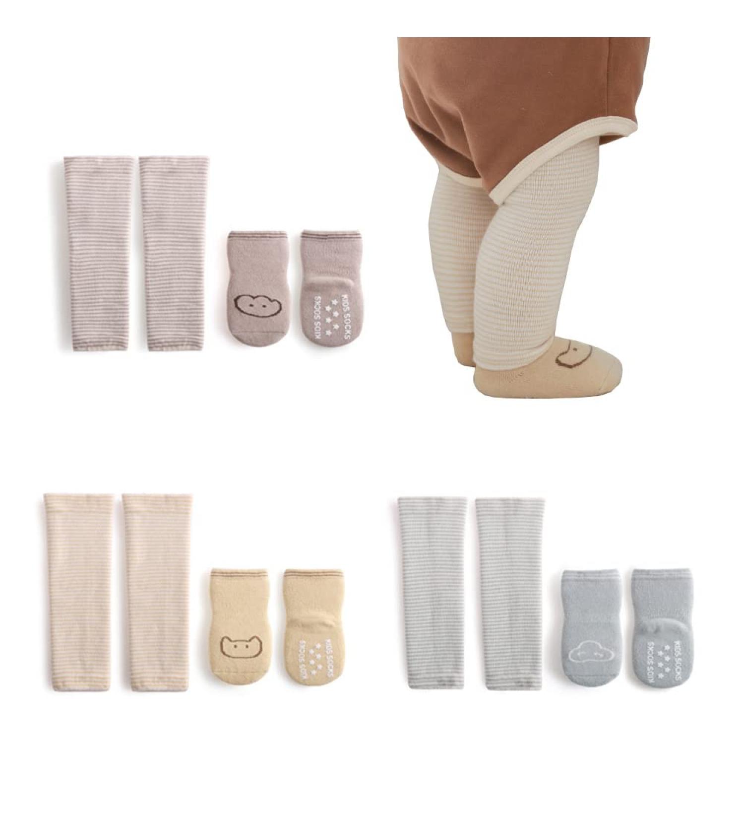 DZOZO 3 Pairs Baby Knee Pads Anti-Slip Crawling Socks for Baby Safety and Comfort - Buy Online on GoSupps.com