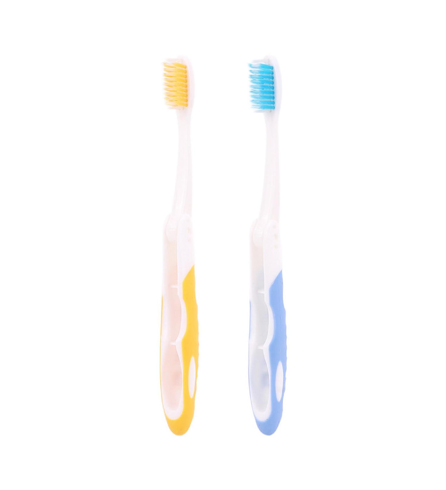 2-Piece Folding Travel Toothbrush Kit - Soft Bristles for Adults & Kids - Portable for Camping & Hiking (Blue & Yellow) - Buy Online on GoSupps.com