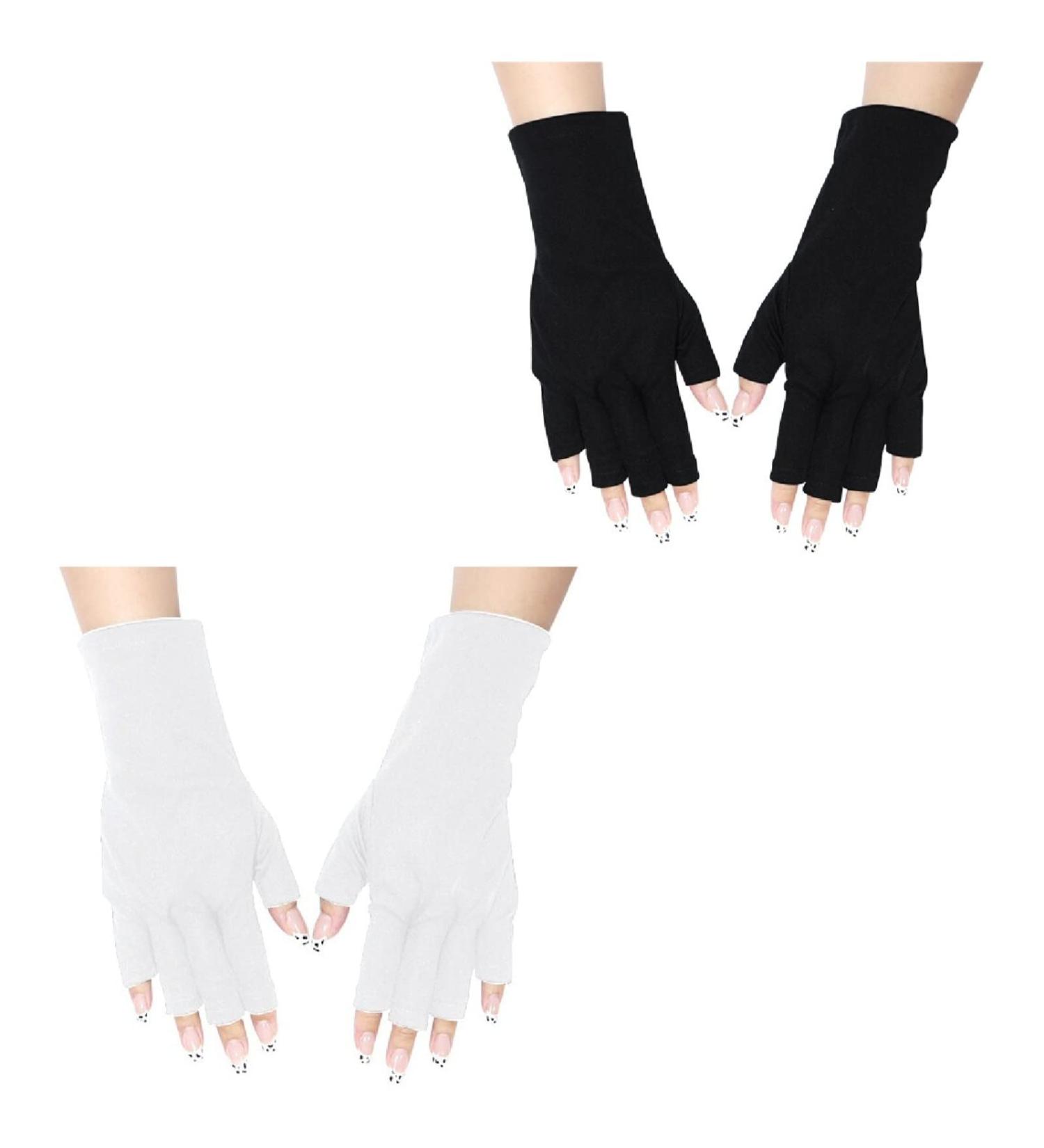 2 Pairs Gel Manicure Gloves | UV Protection Shield for Nail Design | Fingerless Anti-UV Gloves - Buy Online on GoSupps.com