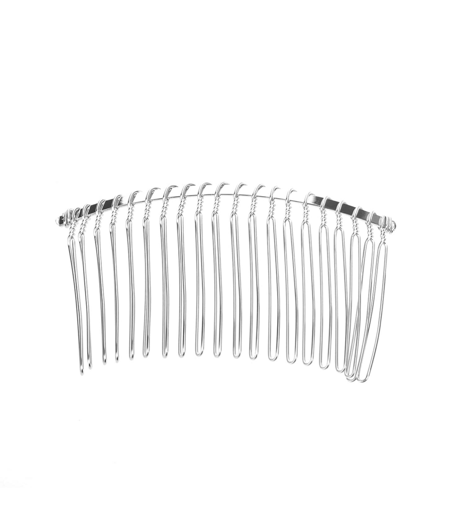 SOLUSTRE French Hair Pin White Veil 7. 8cm 20 Teeth Wedding Veil Comb Silver Wire Bridal Veil Hair Combs Minimalist Metal Hair Side Comb for Women French Barrette Hair Clips Wedding Veils - Buy Online on GoSupps.com