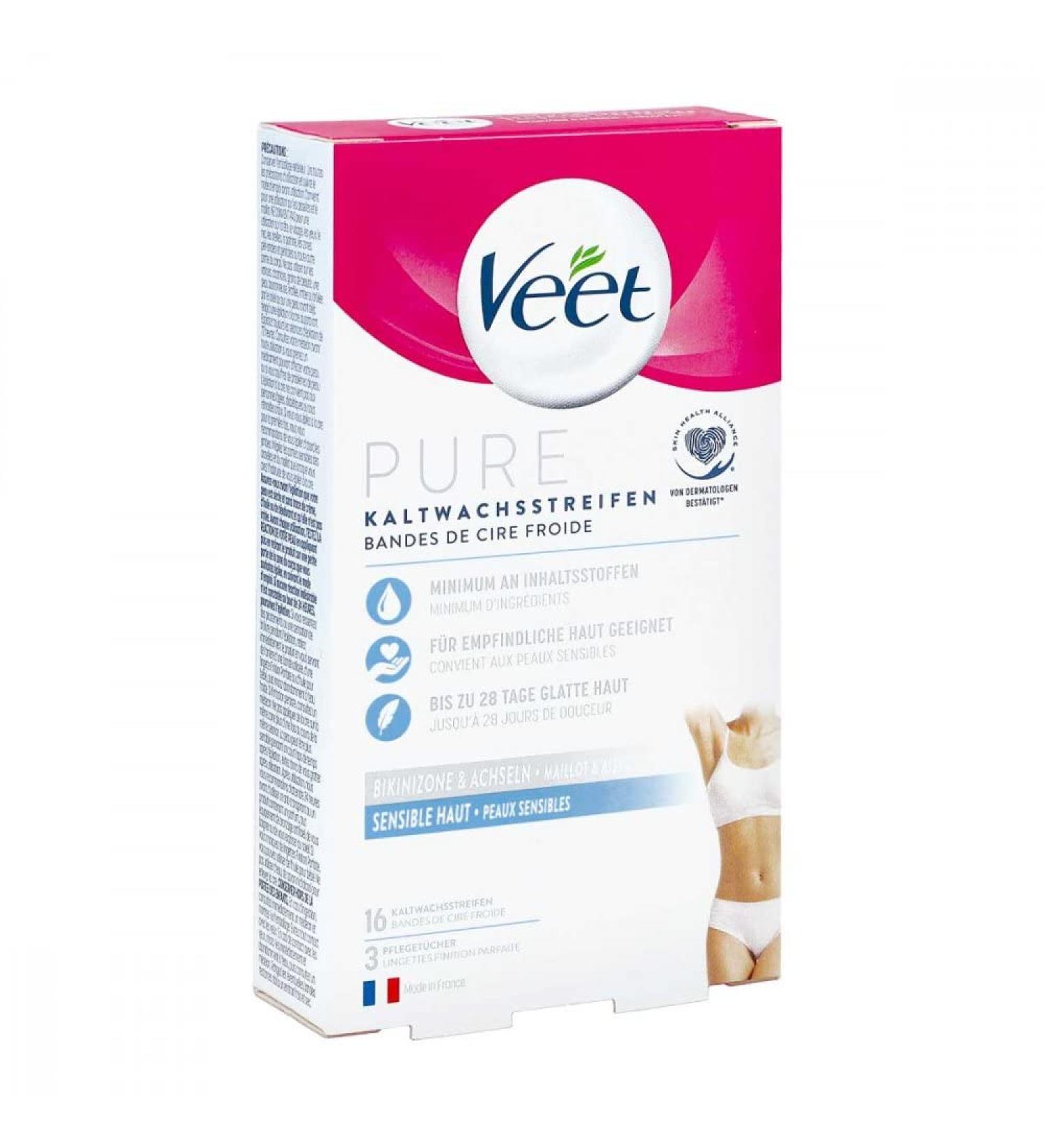 VEET Cold Wax Strips for Bikini Area & Armpits - 16 pcs | Hair Removal for Smooth Skin - Buy Online on GoSupps.com
