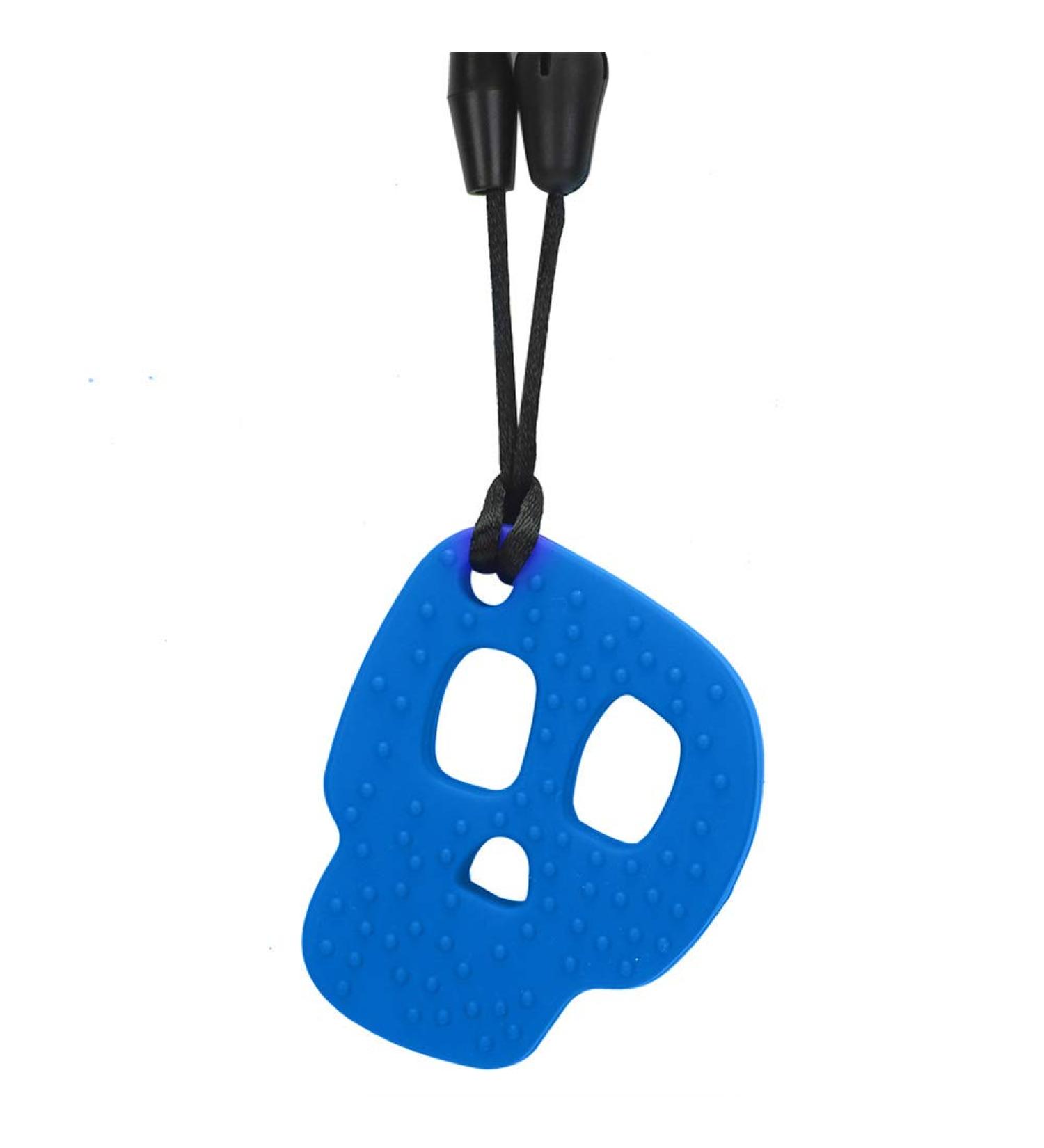 Shop Safe Silicone Baby Bite Toys | Soothing Dental Necklaces for Toddlers - Blue Skull Design - Buy Online on GoSupps.com