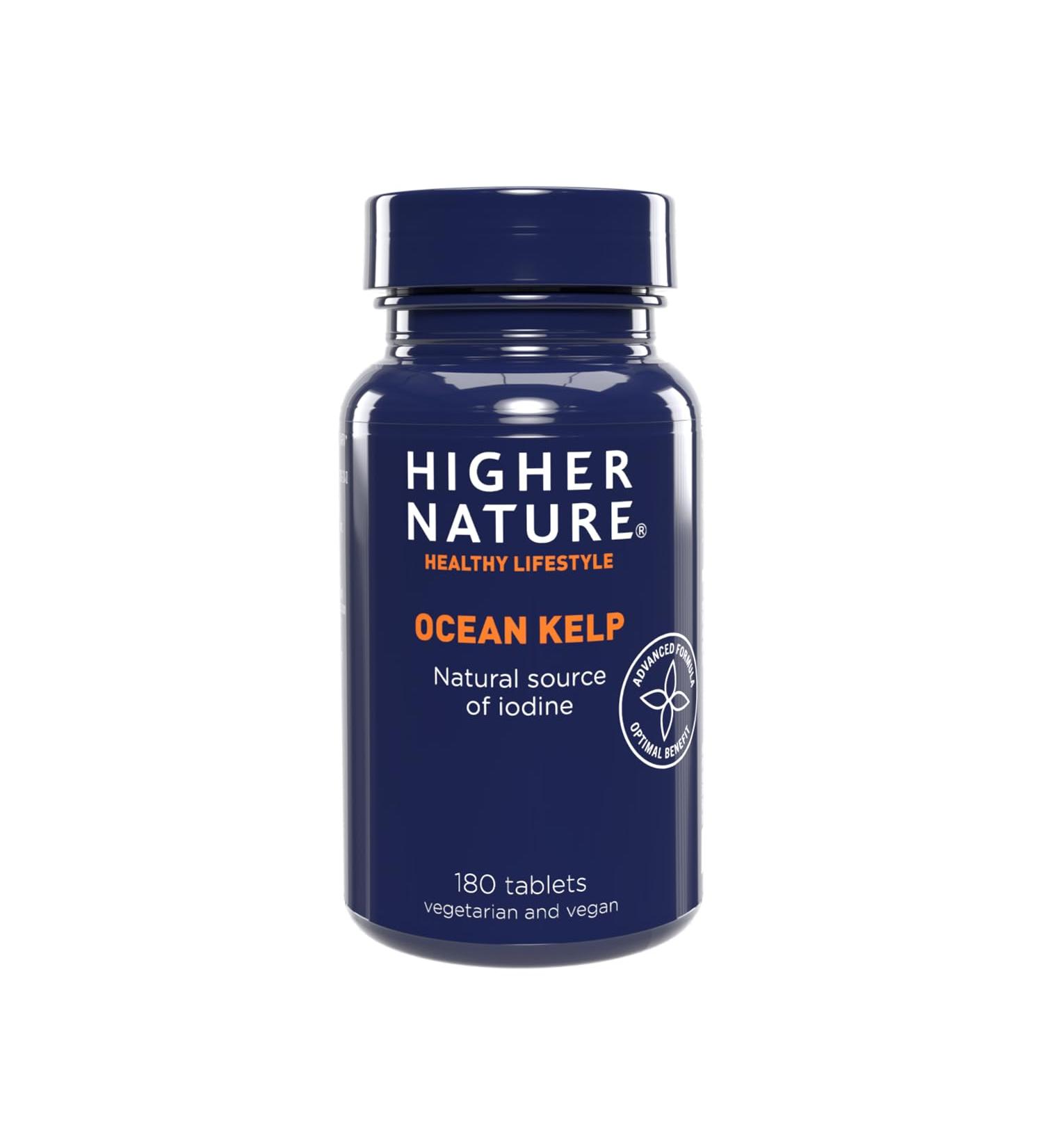 Higher Nature Ocean Kelp Tablets - Natural Iodine Source for Energy - 180 Vegan Friendly Tablets - Buy Online on GoSupps.com
