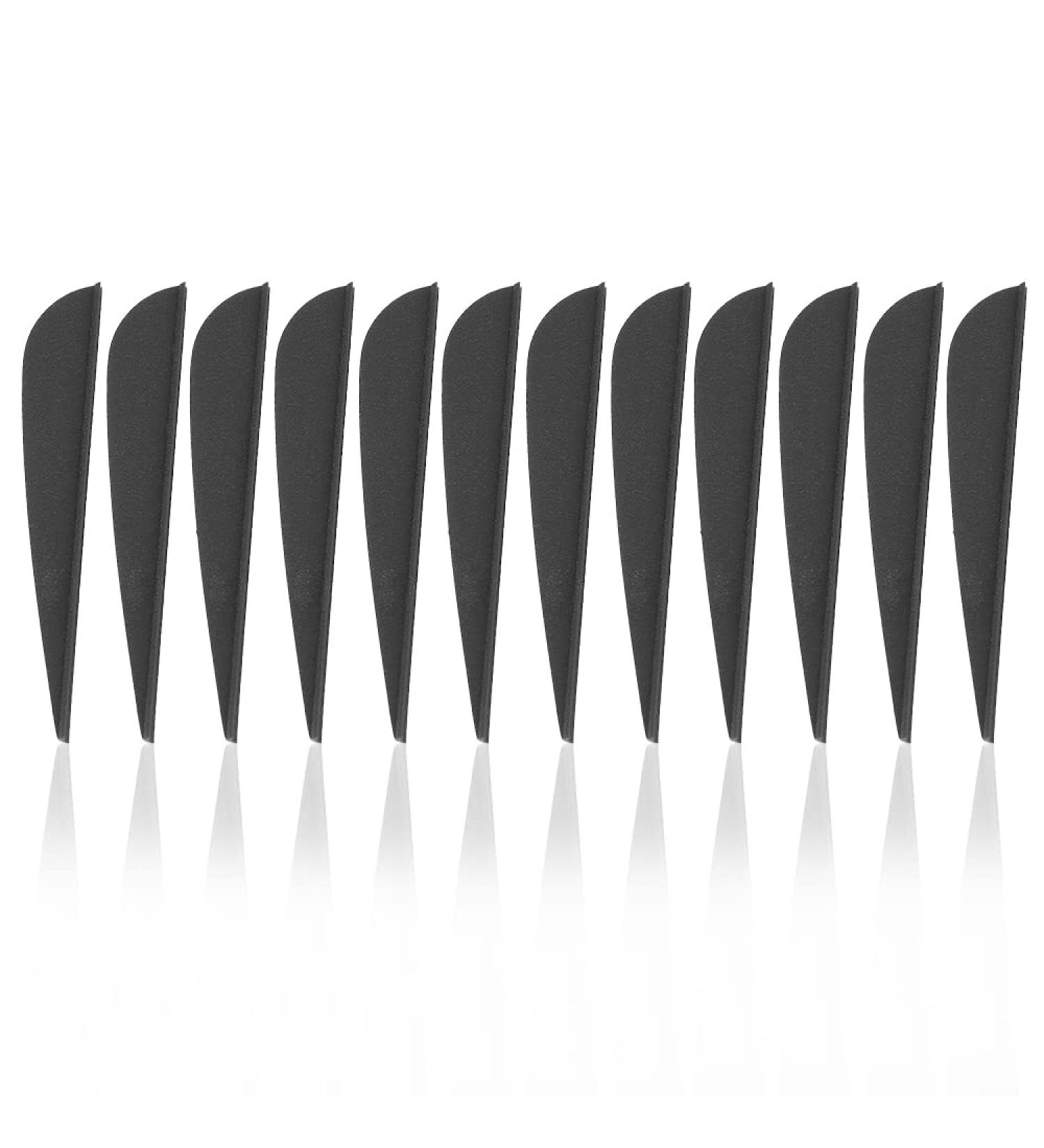 12 PCS 3 Archery Arrows Feathers - DIY Rubber Feather Fletching - Left/Right Wing Parabolic - Black - Buy Online on GoSupps.com