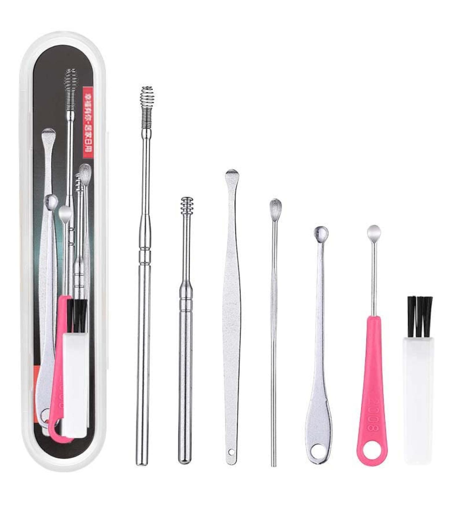 7Pcs Ear Pick Earwax Removal Kit - Portable Ear Cleaner Tool Set With Box - Buy Online on GoSupps.com