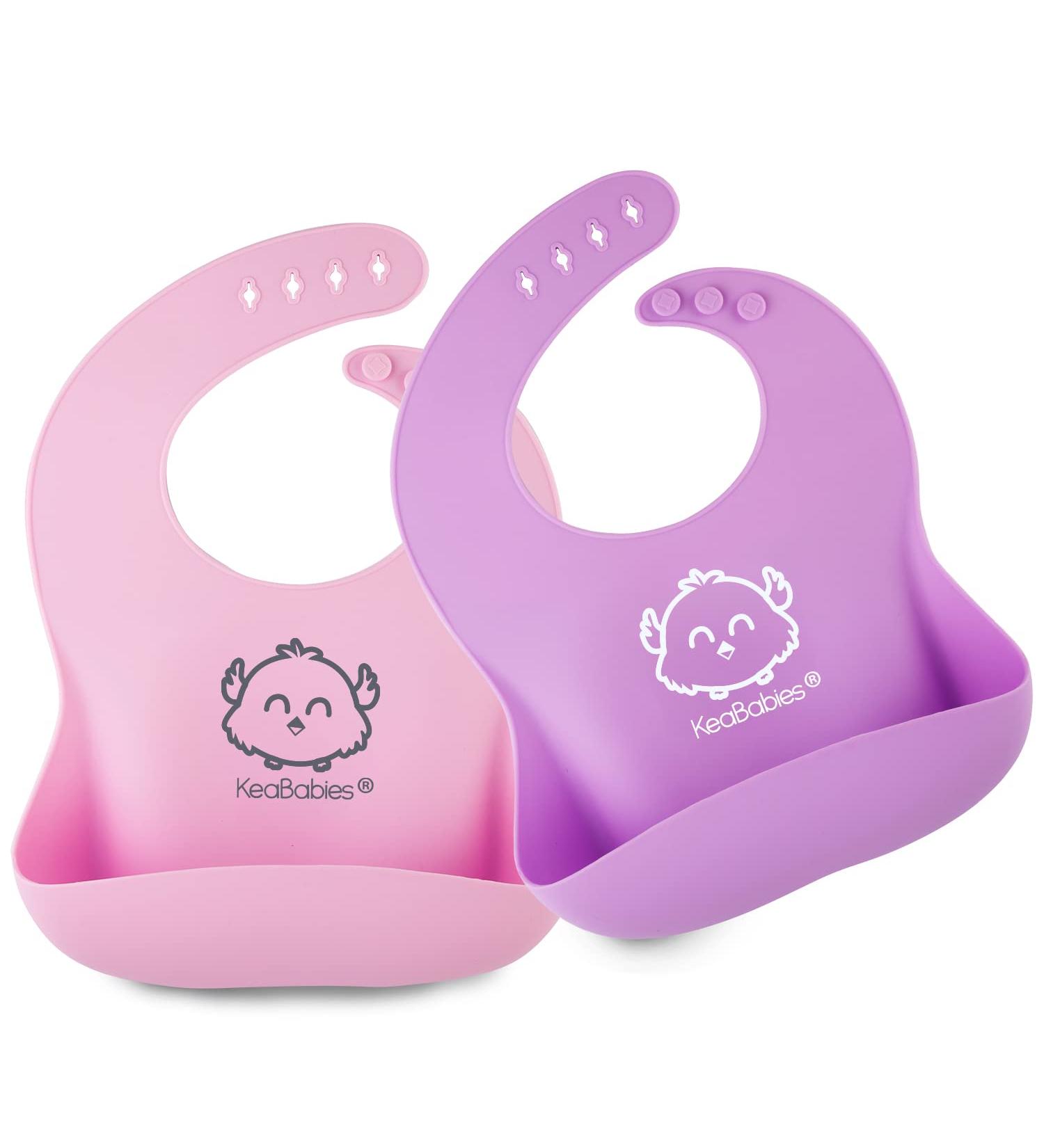 KeaBabies Baby Silicone Bibs - Cotton Candy 2 Pack | BPA-Free, Easy Clean - Buy Online on GoSupps.com