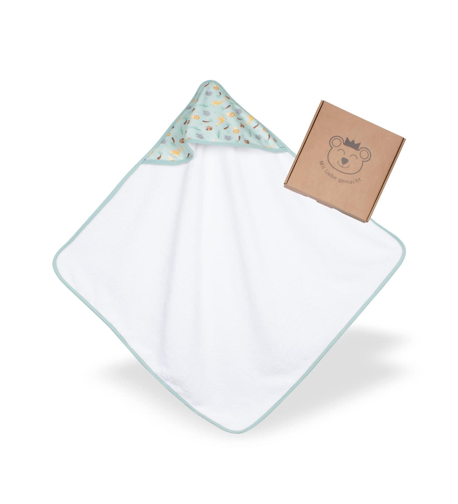 Kolibri Baby Towel with Hood | 100% Cotton Oeko Tex 100 | 75x75 cm | Unisex Gift for Birth | Safari Design | Clinic Supplier No. 1 - Buy Online on GoSupps.com