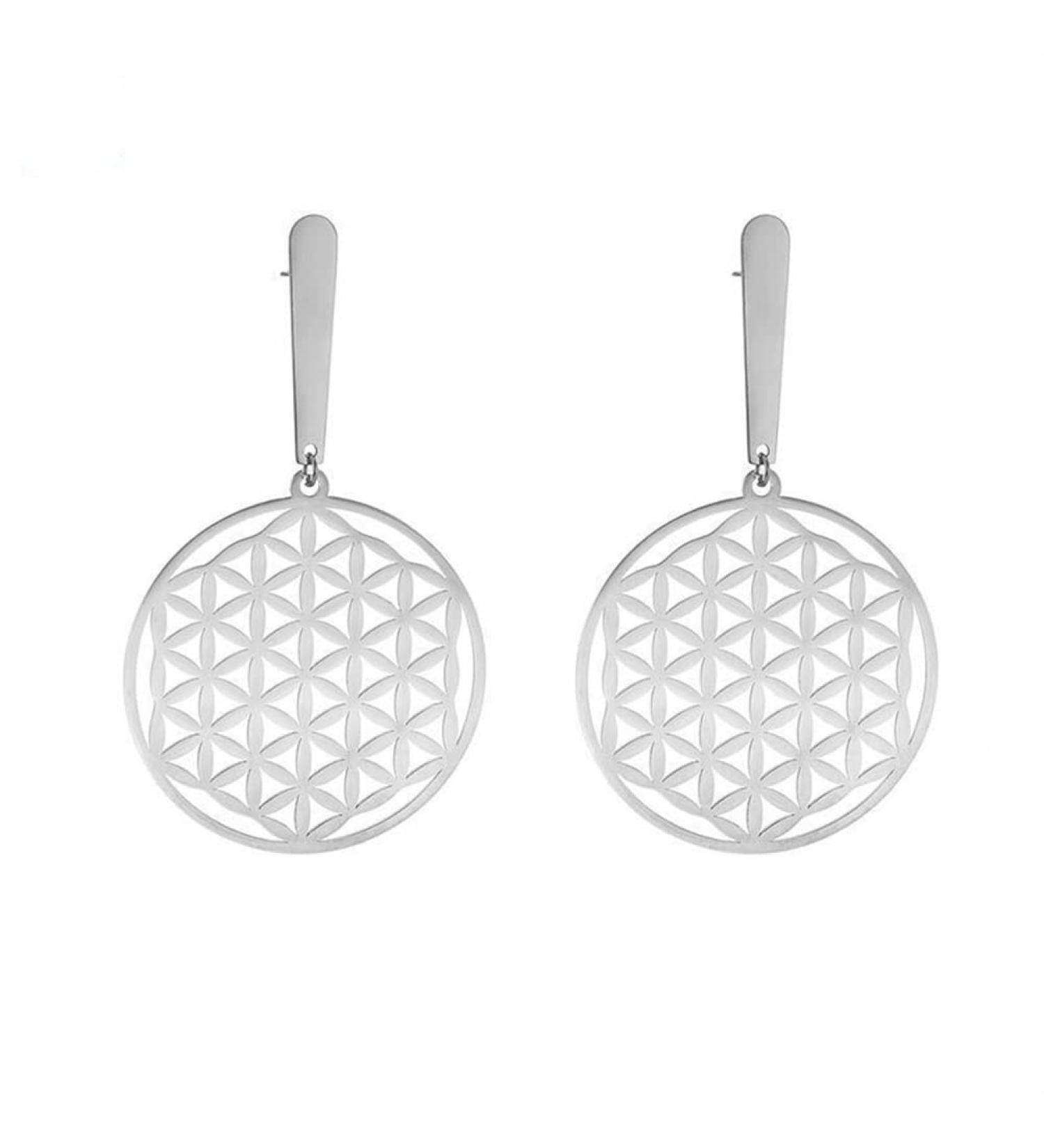 Drop Earrings for Girls Stainless Steel Hollow Out Geometric Simple Gifts Fashion Festival Steel color