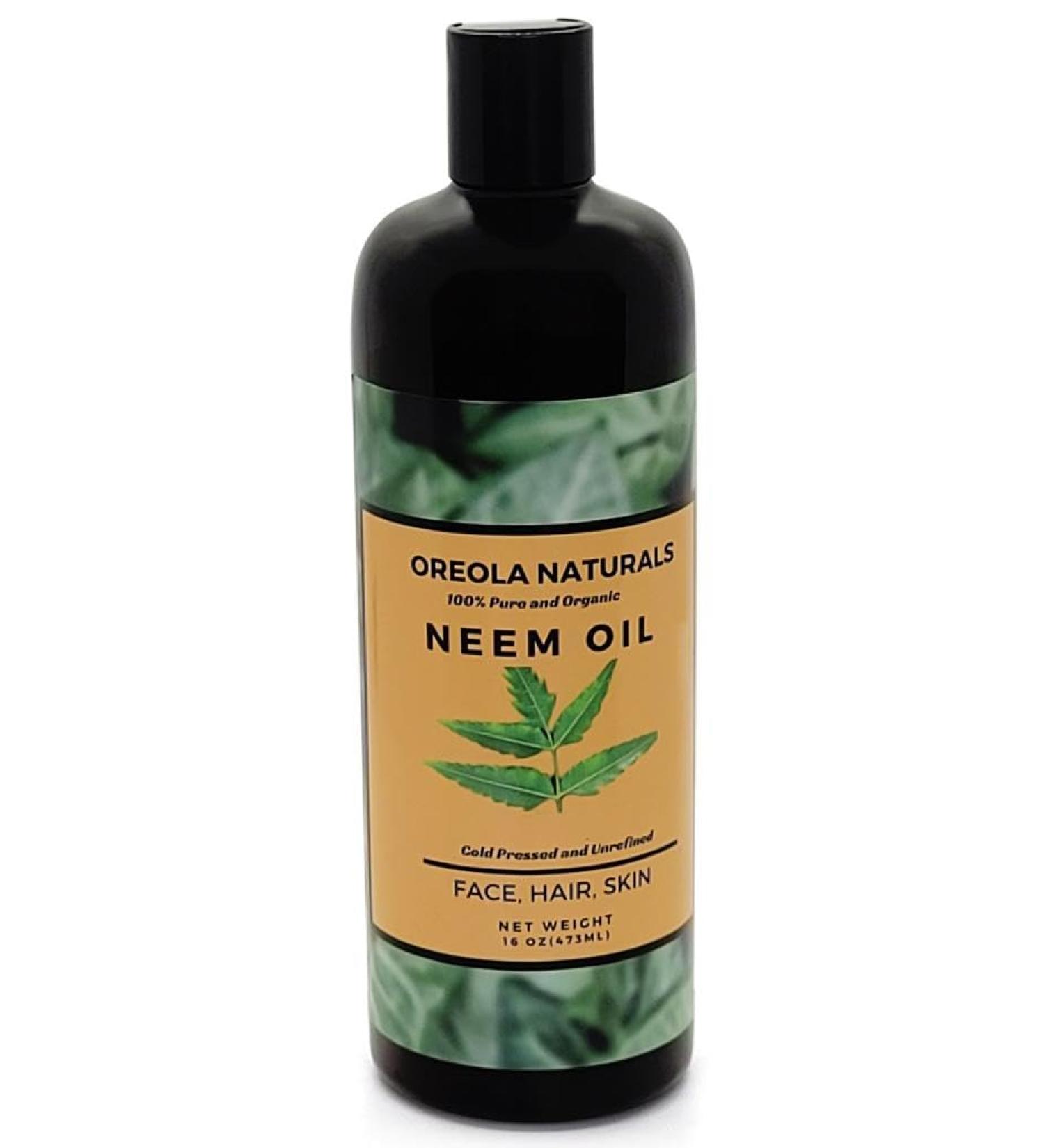 Neem Oil 16 Oz/473ml-100% Pure and Natural Cold-Pressed and Unrefined by Oreola Naturals. - Buy Online on GoSupps.com