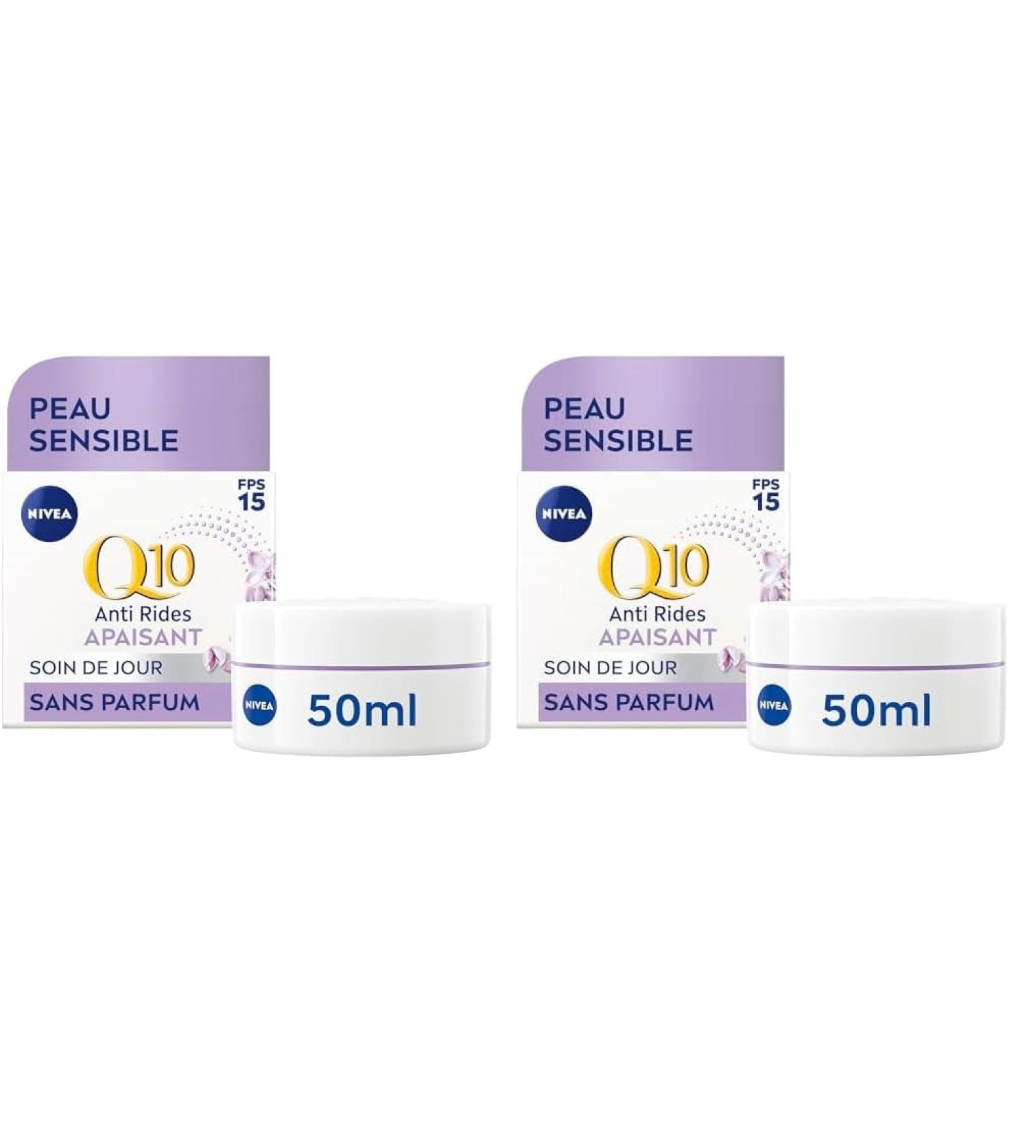 NIVEA Q10 Sensitive Soin de Jour FPS 15 (1 x 50 ml) cr me anti rides enrichie en Q10 pur et extrait de r glisse cr me anti- ge booster de collag ne soin visage apaisant pour peaux sensibles 50 ml (Lot de 2) Sensitive Soin de Jour - Buy Online on GoSupps.com