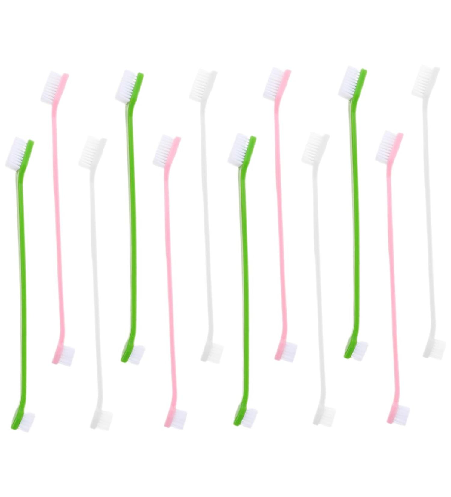 TOGEVAL 12pcs Double Head Dog Toothbrush Puppy Tooth Dog Toothbrush and Toothpaste Pet Oral Soft Pet - Buy Online on GoSupps.com