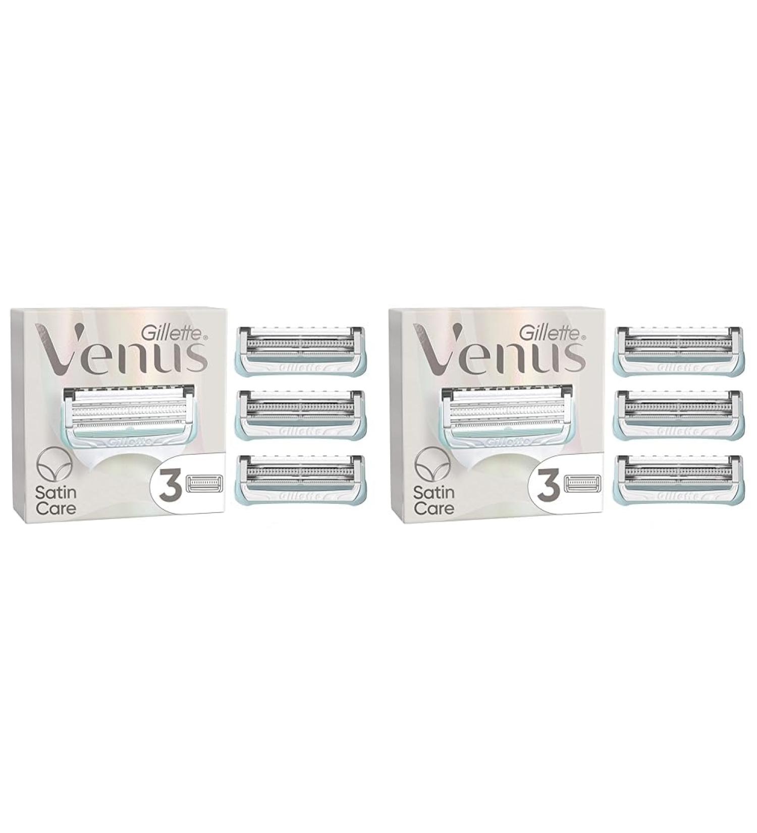 Gillette Venus satin care razor blades for the genital area 3 replacement blades for intimate razors women (pack with 2) 3 pieces (2 -pack)