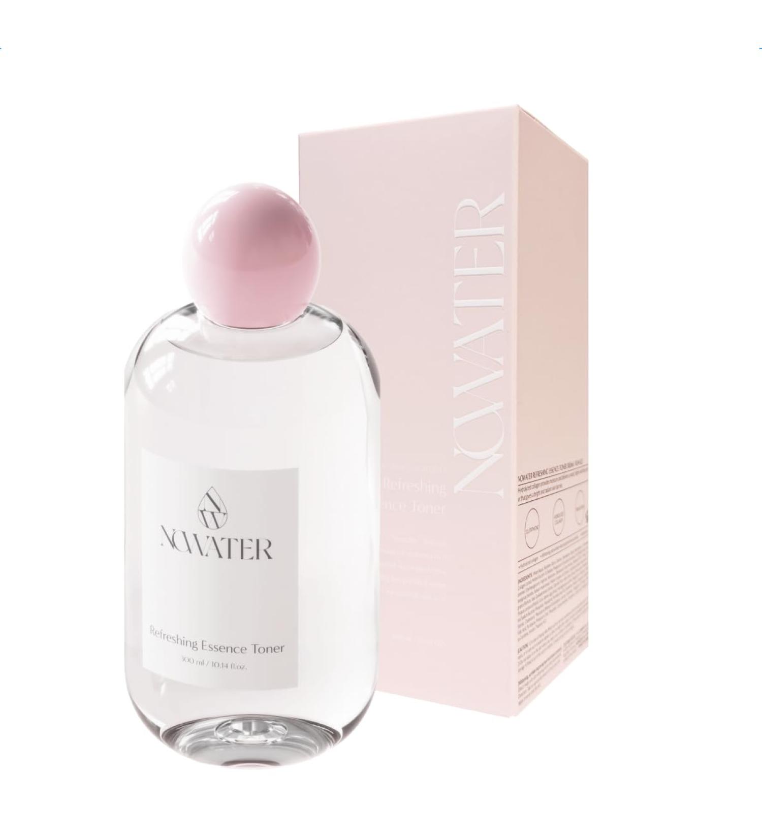 NOWATER Refreshing Essence Toner | Hydrating Facial Toner for Glass Skin | Hydrolyzed Collagen Niacinamide Glutathione | Korean Skincare (10.14 fl. oz) - Shop Internationally - Buy Online on GoSupps.com
