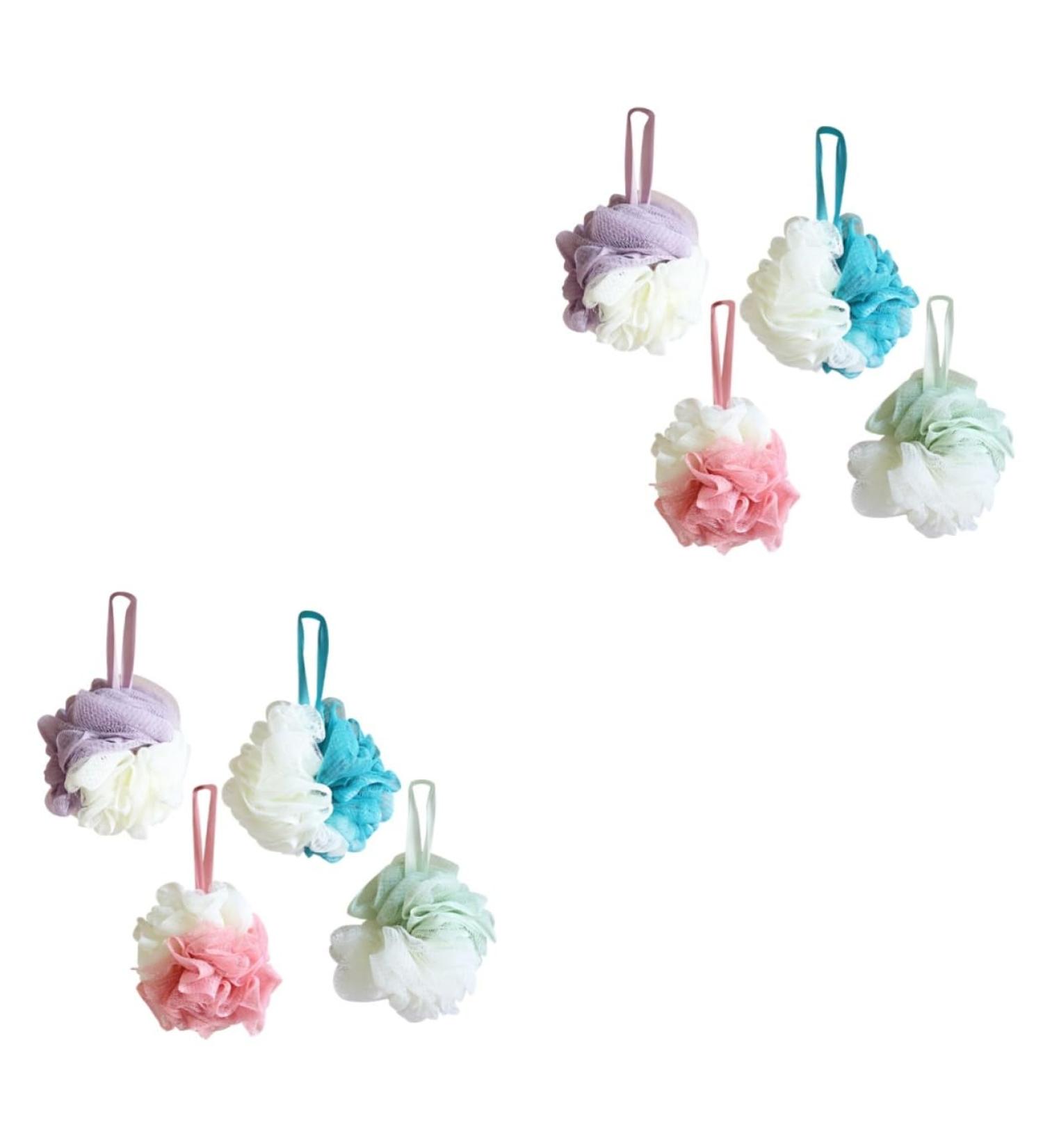 Didiseaon 2pcs Mesh Body Poufs Bath Loofah Sponge Mesh Pouf Bath Ball Bath Sponge Loofah Bath Accessories Bath Loofahs Bath Mesh Bath Sponge Shower Balls Two-Color H301 Bath Flower