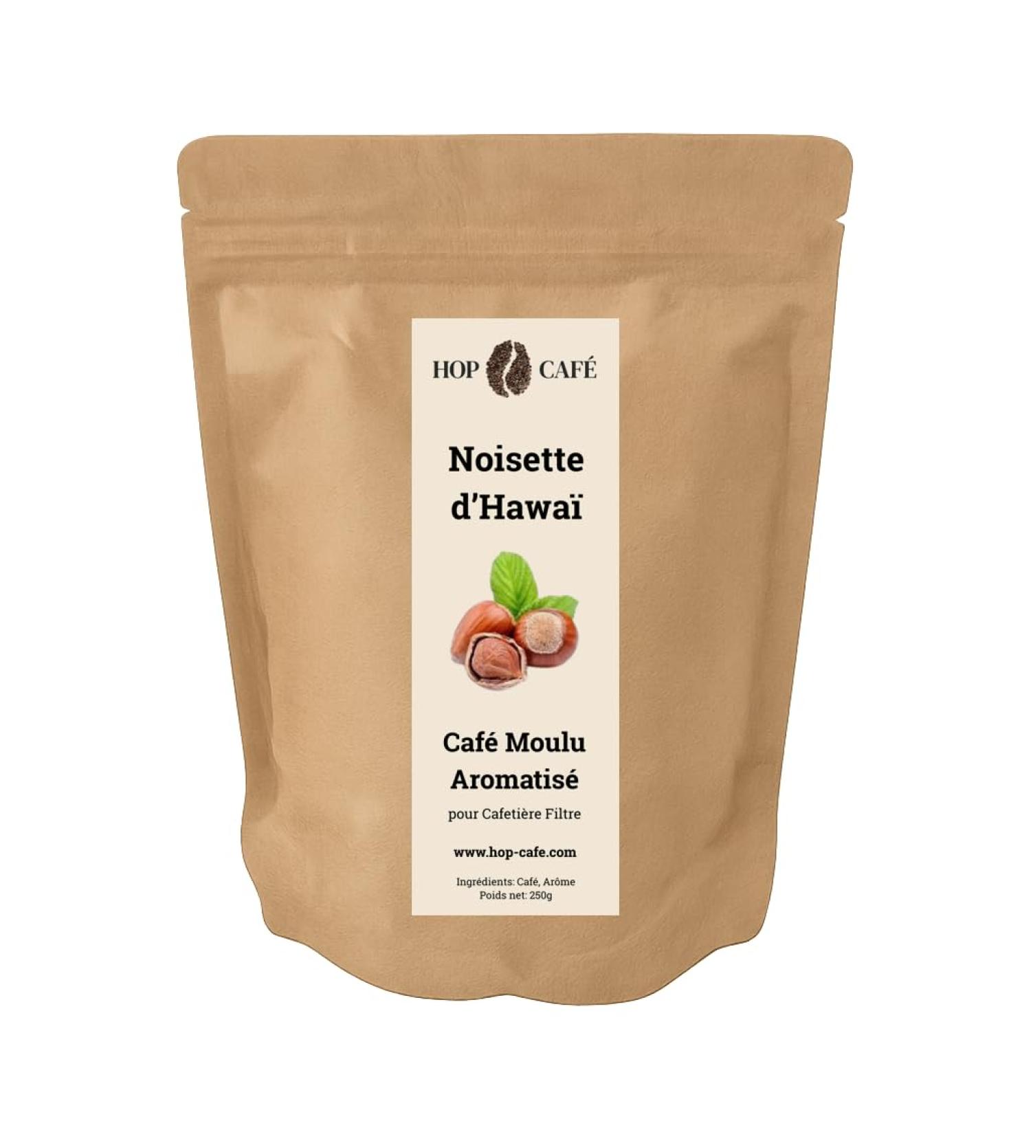 HOP CAFE HOP CAF Ground Coffee for Filter Coffee Makers Hawaiian Hazelnut Flavored 100% Arabica 250g