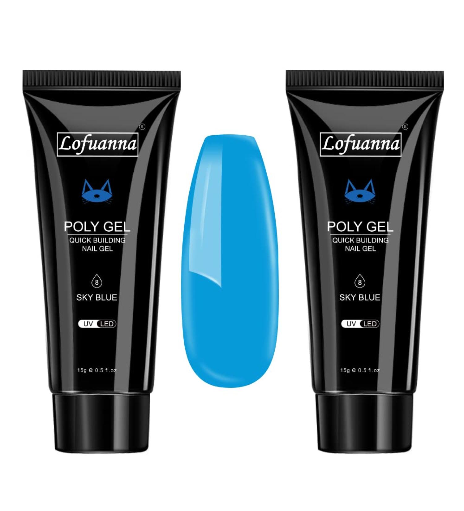 Lofuanna Poly Nail Set - 15ml x 2 | Gel Nail Extension Kit for Technicians & DIY | Blue Acrylic Nail Gel for Quick Building - Buy Online on GoSupps.com