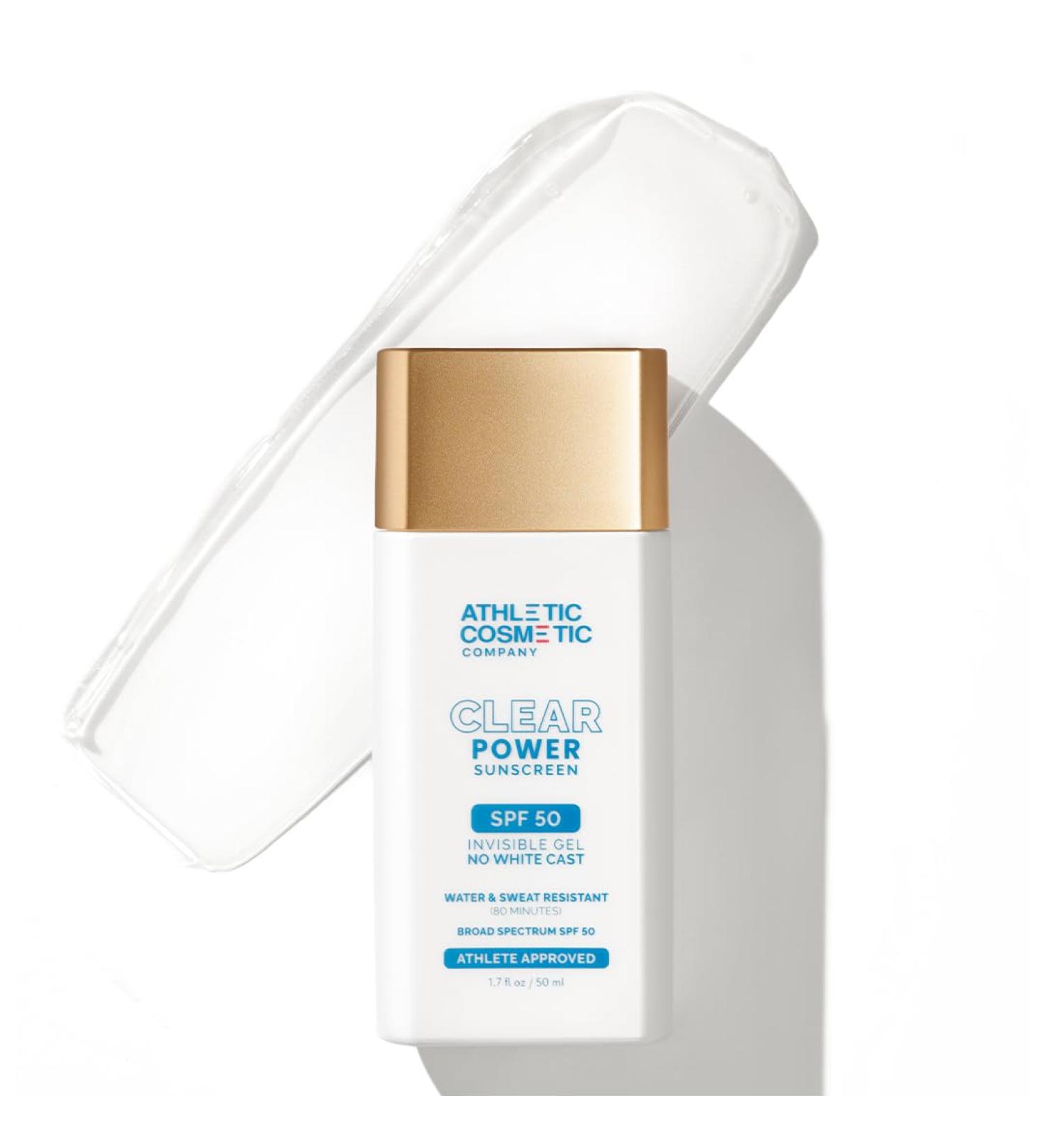 Clear Power Sunscreen Invisible No White Cast Weightless Gel Sunscreen for Face Broad Spectrum SPF 50 Fragrance-Free Sport-Ready Made for Athletes - Buy Online on GoSupps.com