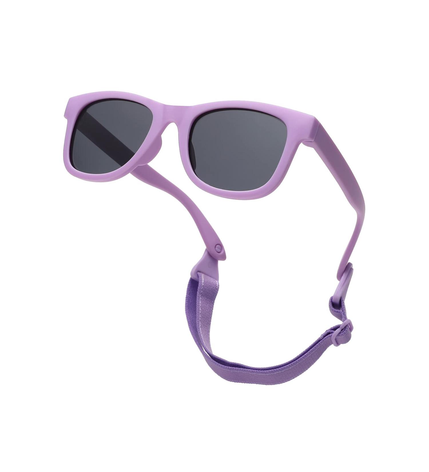 Pro Acme TPEE Polarized Baby Sunglasses - Purple Frame, Grey Lens | Adjustable Strap, Flexible & Durable for 0-24 Months - Buy Online on GoSupps.com